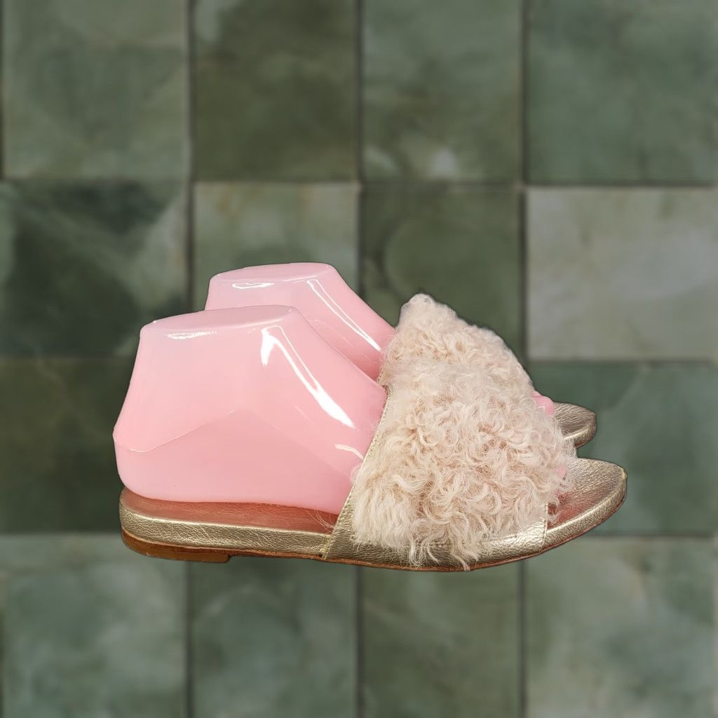 Loeffler Randall Loeffler Randall Slide Sandal Size 6.5 Pink Gold Shearling Flat Womens Size US 7 / IT 37 - 1 Thumbnail