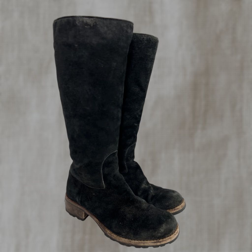Ugg VINTAGE UGG BROOME BLACK SUEDE TALL BOOTS WOMEN USA 7 F8009G Size US 7 / IT 37 - 1 Thumbnail