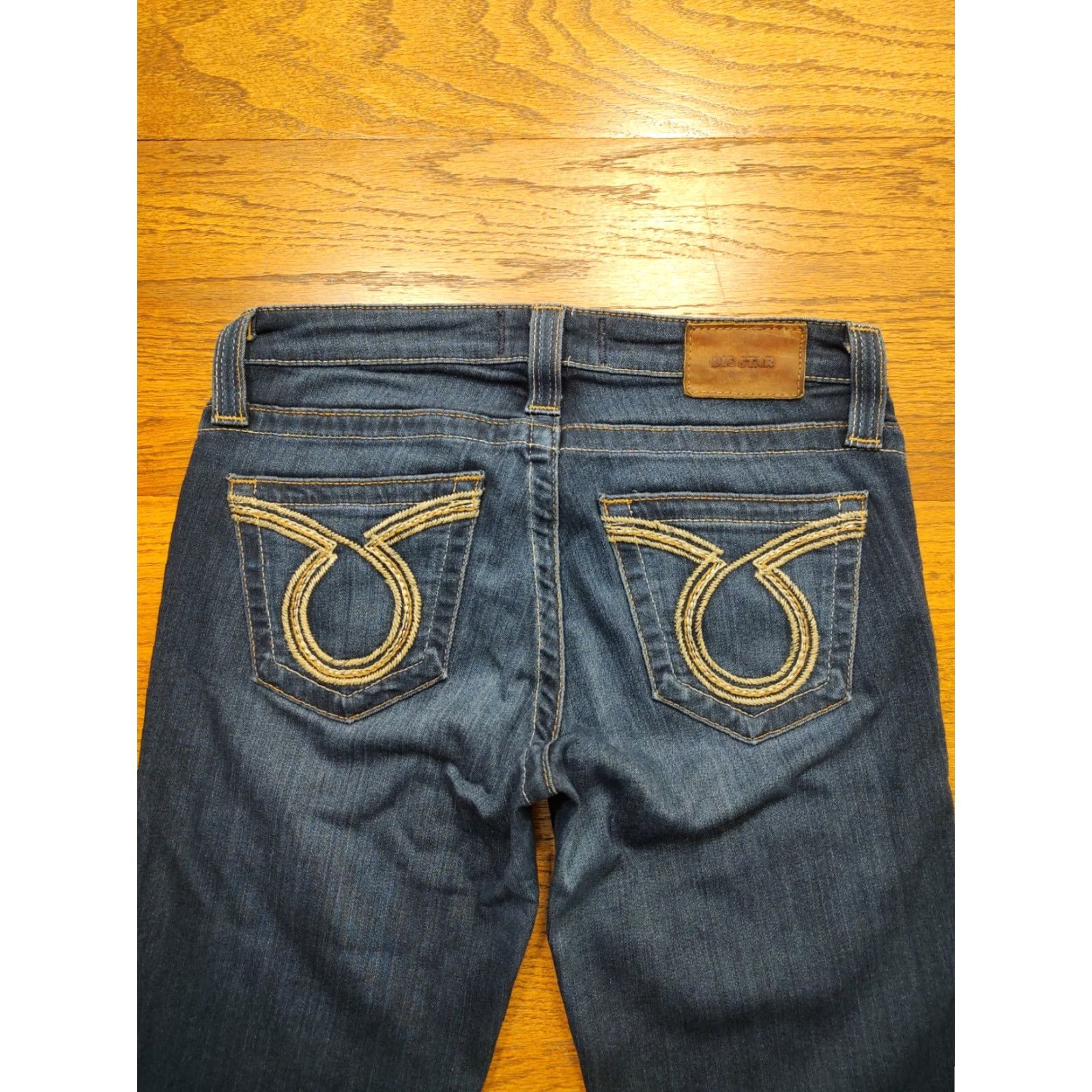 Vintage BIG STAR Jeans Women Bootcut 27R Regular 28x31 Blue Denim Dark Distressed Stretch 5-Pocket Zip Button Buckle Bke USA Hipster Rock Stars Vintage No N/A Size 27" / US 4 / IT 40 - 3 Thumbnail