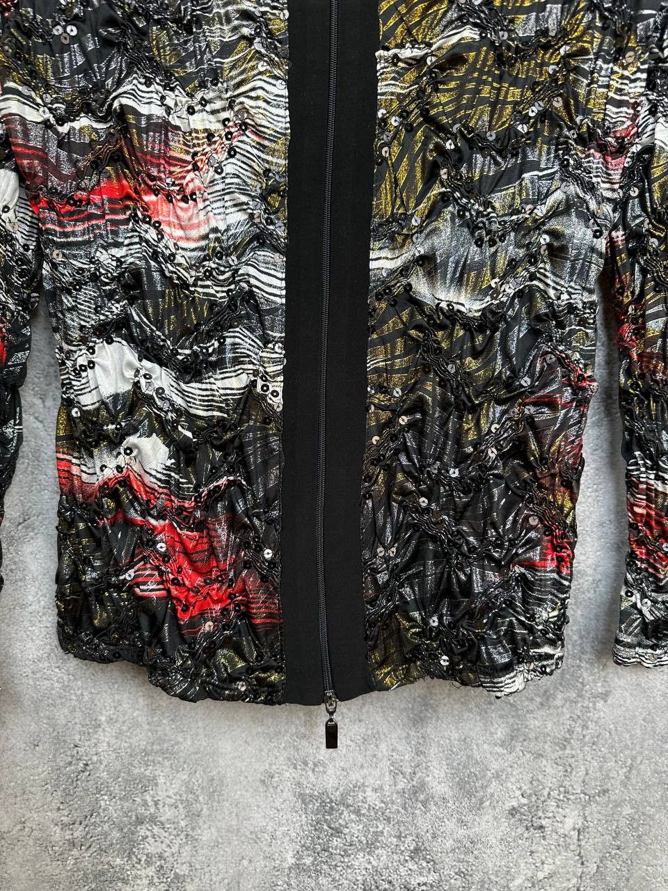 Frank Lyman Frank Lyman Jacket Embellished Sequin Zip Top Textured Size M / US 6-8 / IT 42-44 - 7 Thumbnail