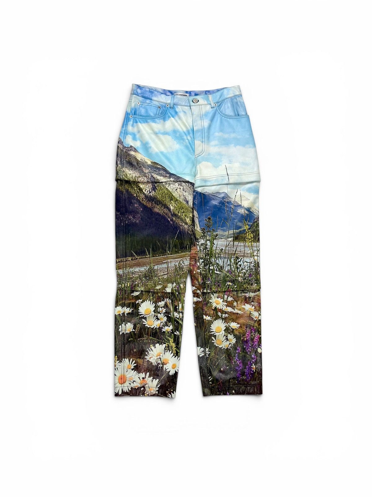 Balenciaga Balenciaga Spring 2018 3 Parts Leather Landscape Print Pants Size US 30 / EU 46 - 1 Thumbnail