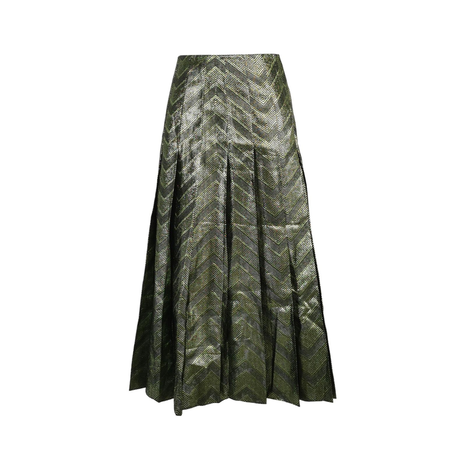 Gucci Gucci Metallic Chevron Pleated Midi Skirt Size 36 Size 25" / US 0 / IT 36 - 1 Thumbnail