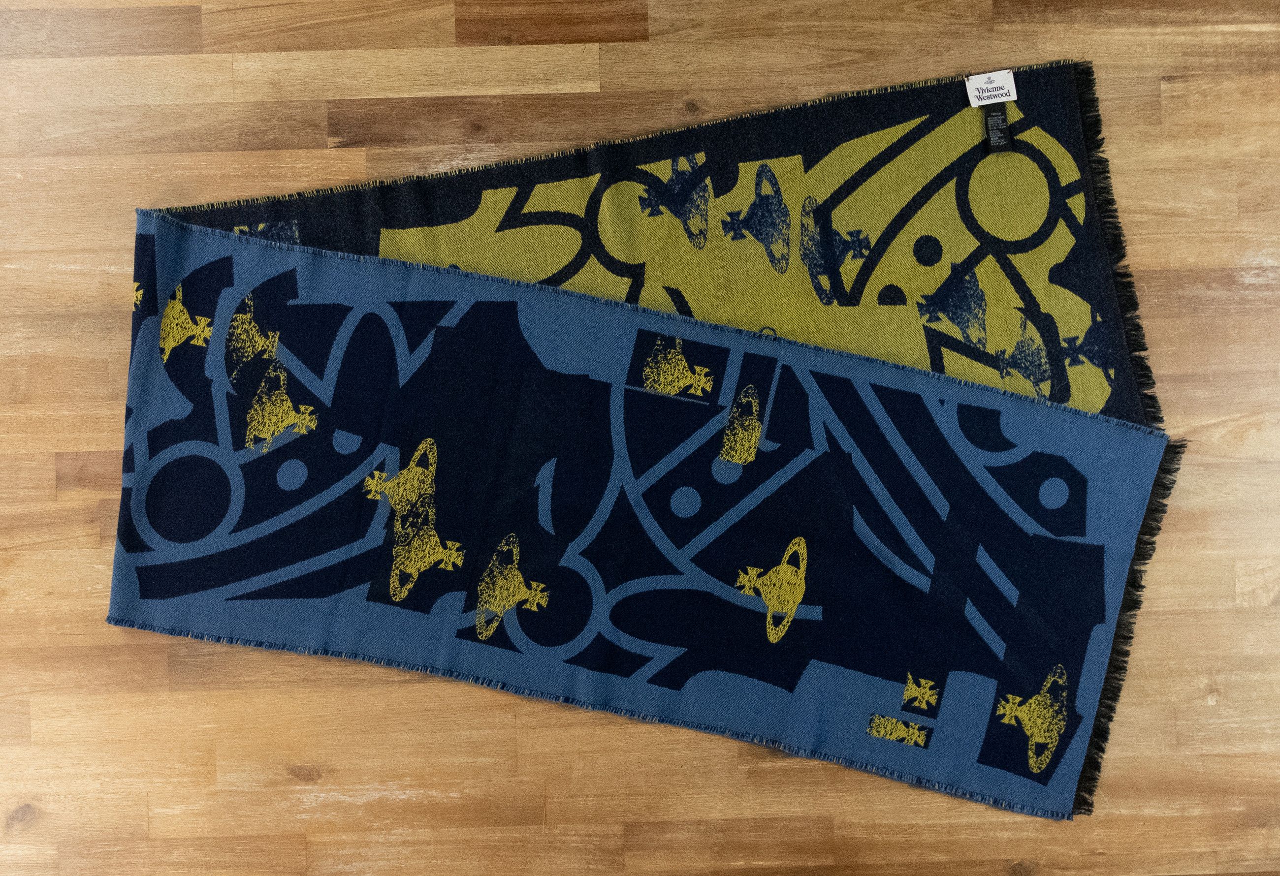 Vivienne Westwood VIVIENNE WESTWOOD blue polo orb logo motif wool scarf Size ONE SIZE - 2 Thumbnail