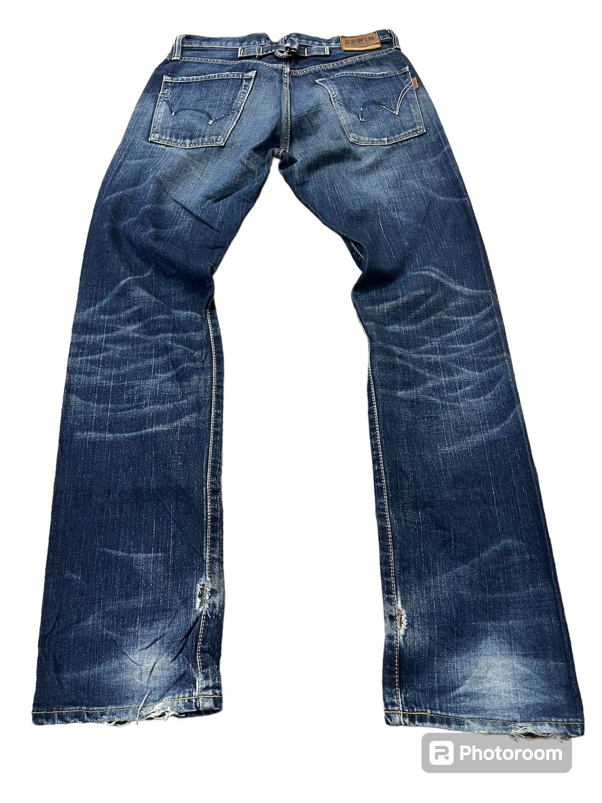 Edwin × Japanese Brand EDWIN 505zx SELVEDGE BUCKLE BACK DISTRESSED DENIM Size US 30 / EU 46 - 2 Thumbnail