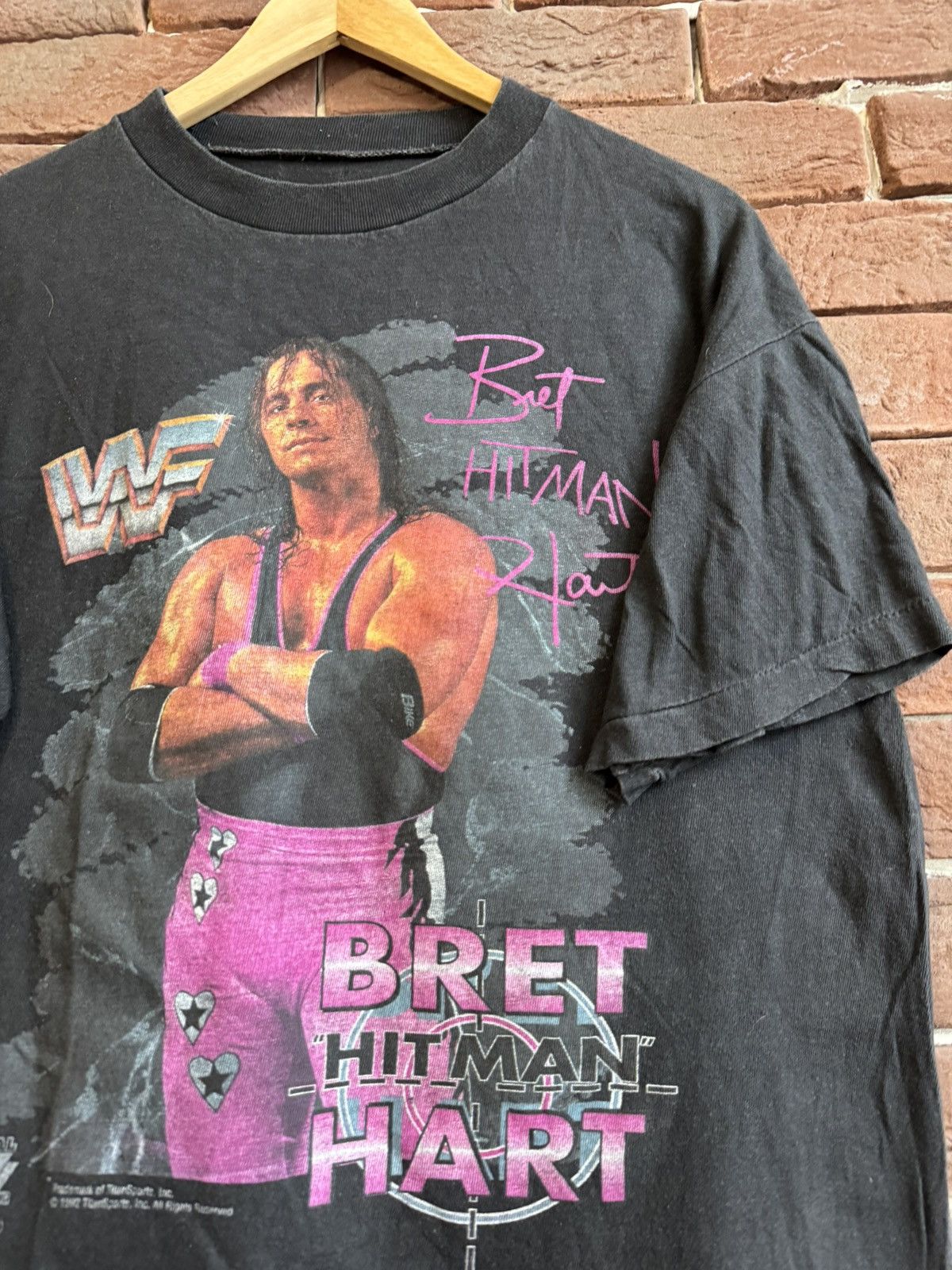 Band Tees Vintage 1992 Bret Hart Hitman WWF WWE Black Tee M Wrestling Size US M / EU 48-50 / 2 - 4 Thumbnail