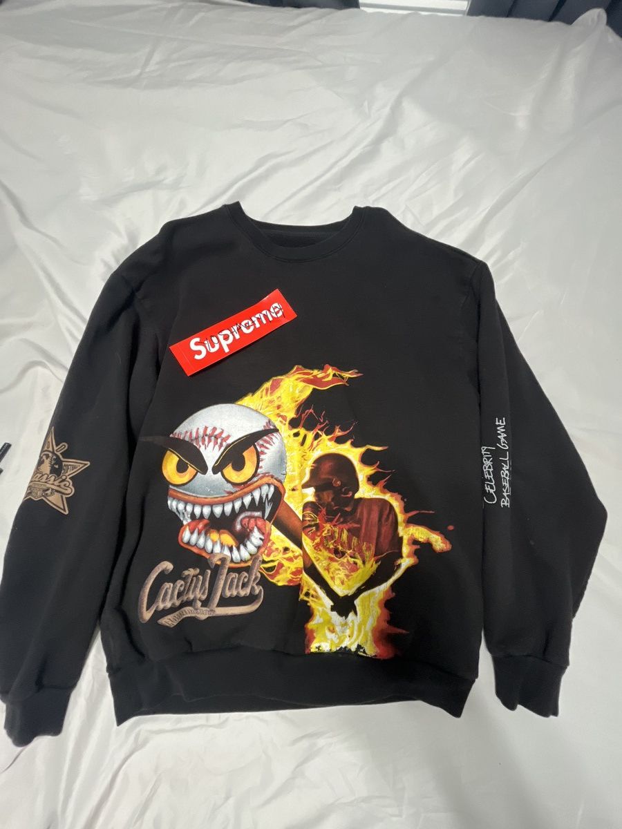 Travis Scott Travis Scott “Celebrity Baseball Game 2023” Crewneck – Black Size US XL / EU 56 / 4 - 1 Thumbnail