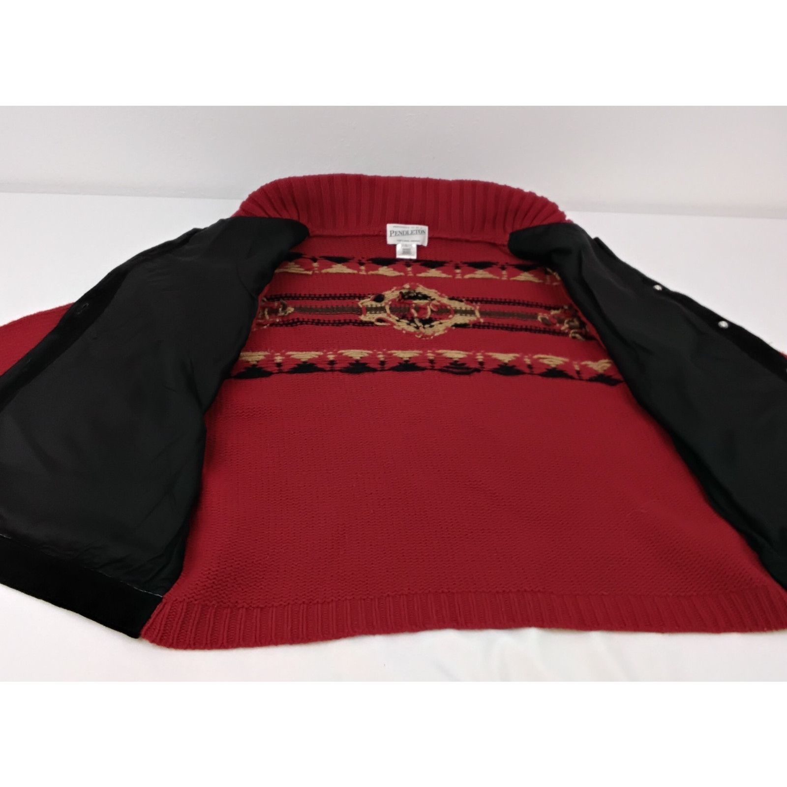 Pendleton Pendleton Lambswool Sweater Women's L Red w/ Black Leather Size L / US 10 / IT 46 - 8 Thumbnail