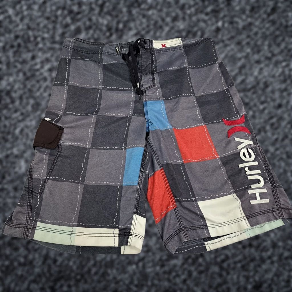 Hurley Hurley Men’s Board Shorts Multicolor Embroidered Plaid Size 36 #2971 Size US 36 / EU 52 - 1 Thumbnail