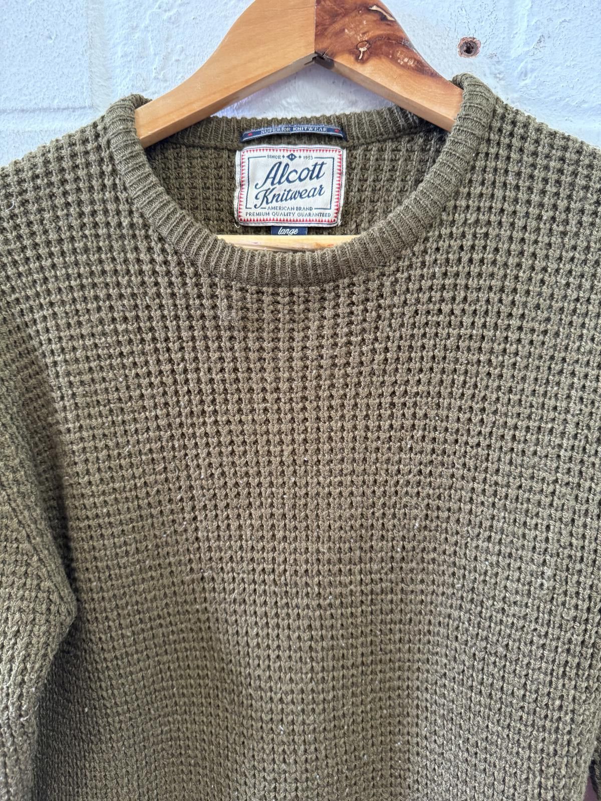 Designer 677 Alcott Waffle Knit Sweater - Olive Green Size US L / EU 52-54 / 3 - 2 Thumbnail