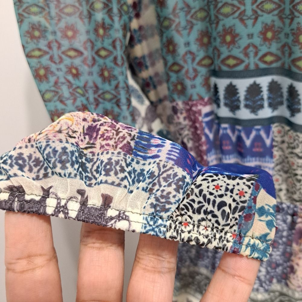 Other Hiche Colorful Patchwork Animal Print Boho Casual Tiered Dre Size M / US 6-8 / IT 42-44 - 9 Thumbnail
