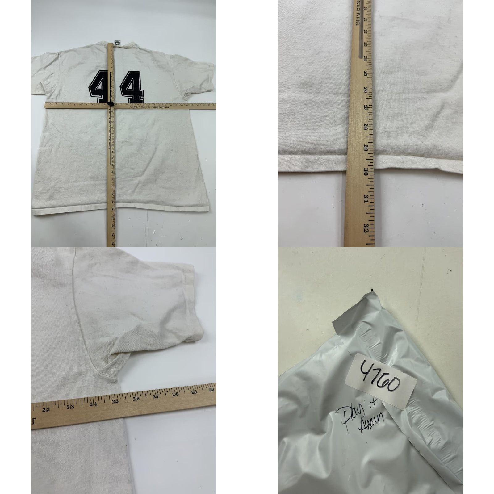 Vintage VINTAGE Cotton Deluxe Shirt Mens 2XL White Henley T-Shirt Play It Again Sports 44 Graphic Back 44 White Logo Short Sleeve Sports Size US XXL / EU 58 / 5 - 8 Thumbnail