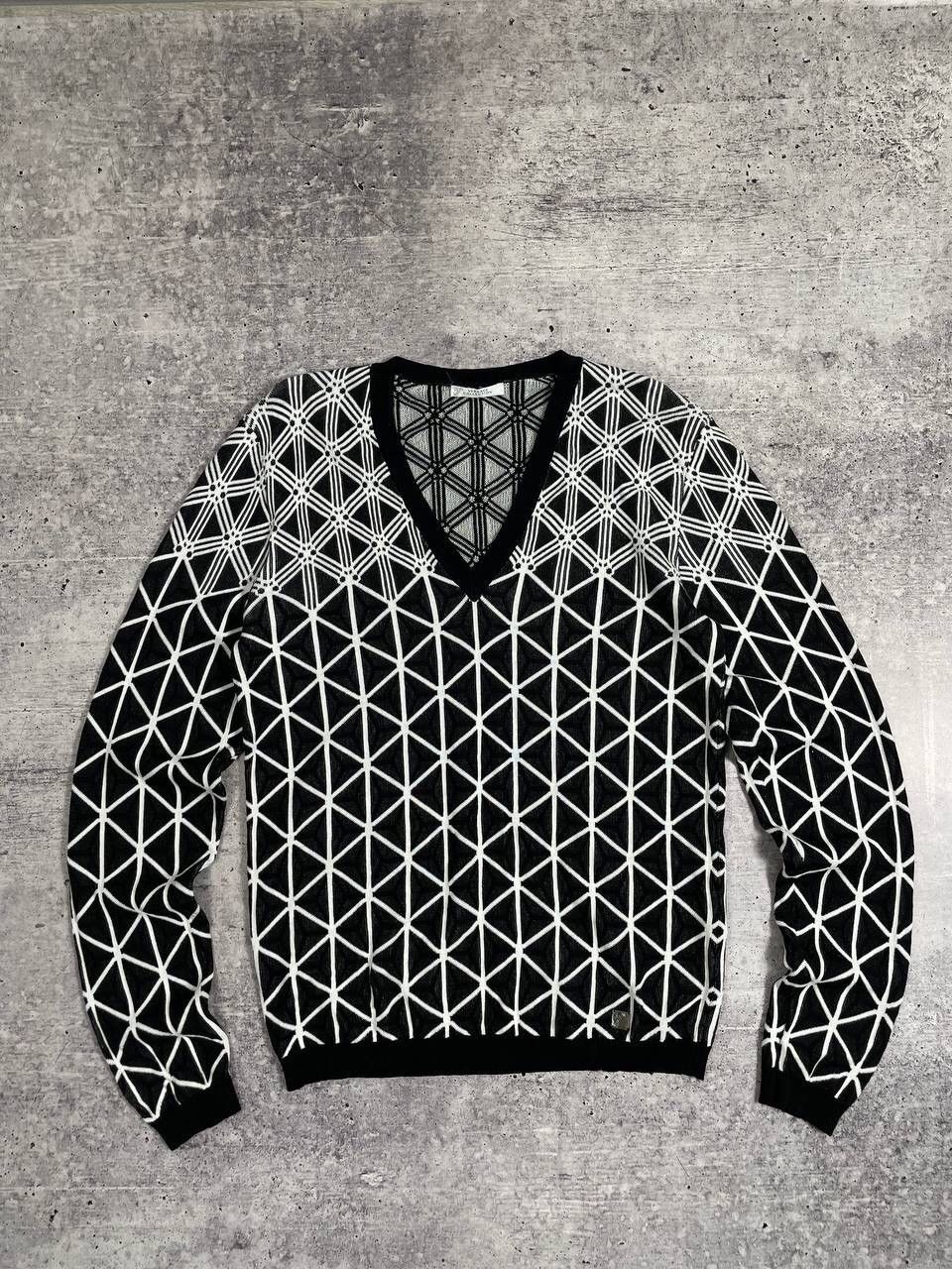 Versace Vintage Versace Collection V Neck Logo Sweater Y2K Size US L / EU 52-54 / 3 - 1 Thumbnail