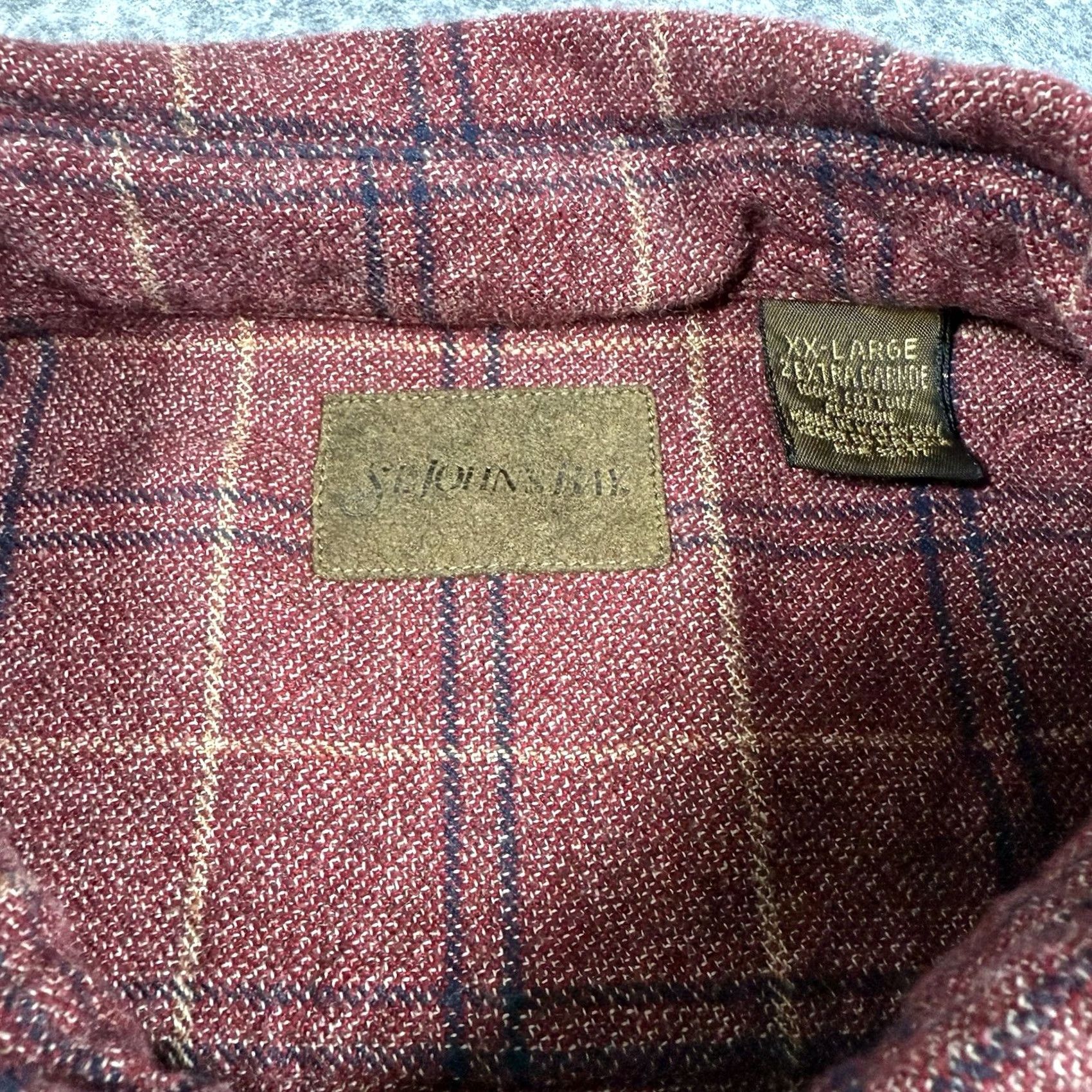 Vintage St John Bay Shirt Plaid Button-Down Long Sleeve Red Cotton Men 2XL Adult Regular CarPlaid Vintage Bay? Size US XXL / EU 58 / 5 - 4 Thumbnail