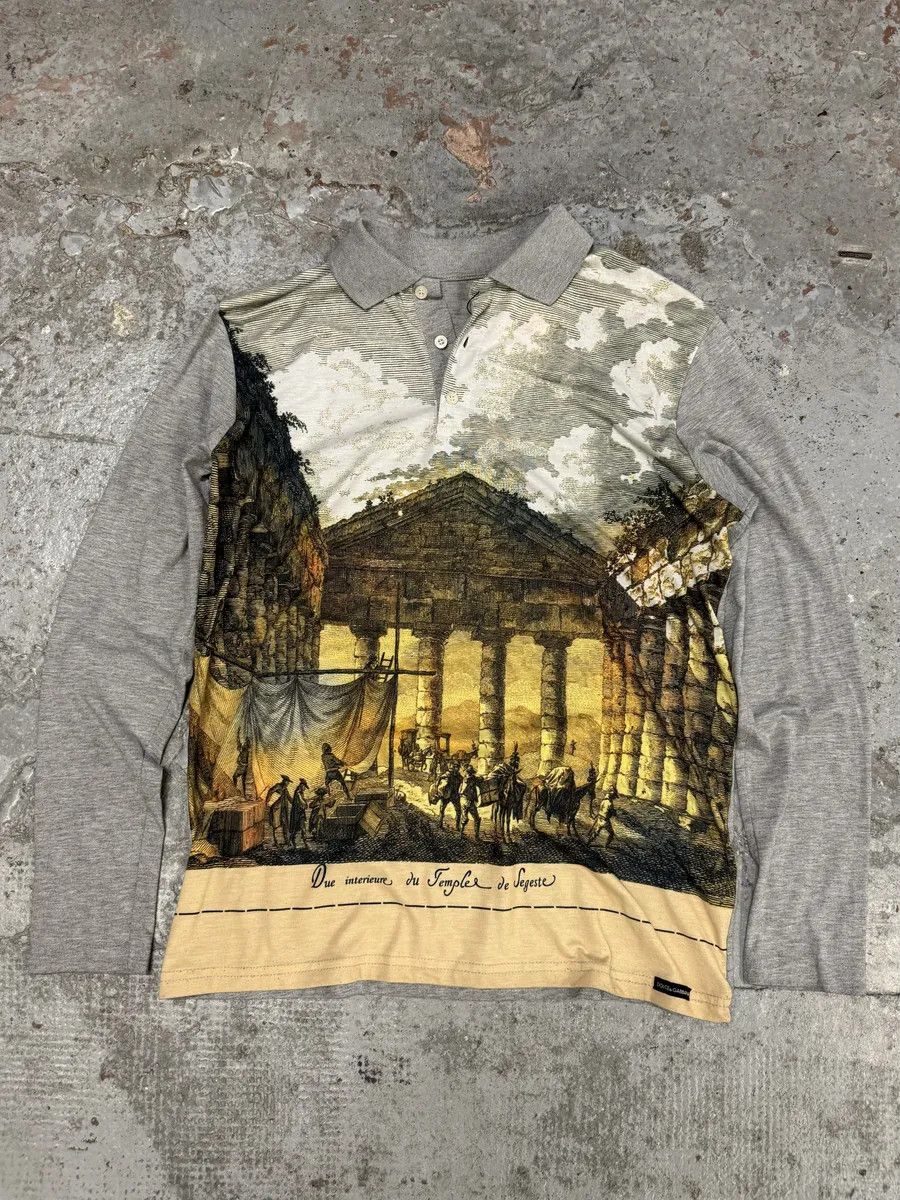 Dolce & Gabbana AW2014 Dolce & Gabbana Grey Templo Polo Shirt Size US S / EU 44-46 / 1 - 1 Thumbnail