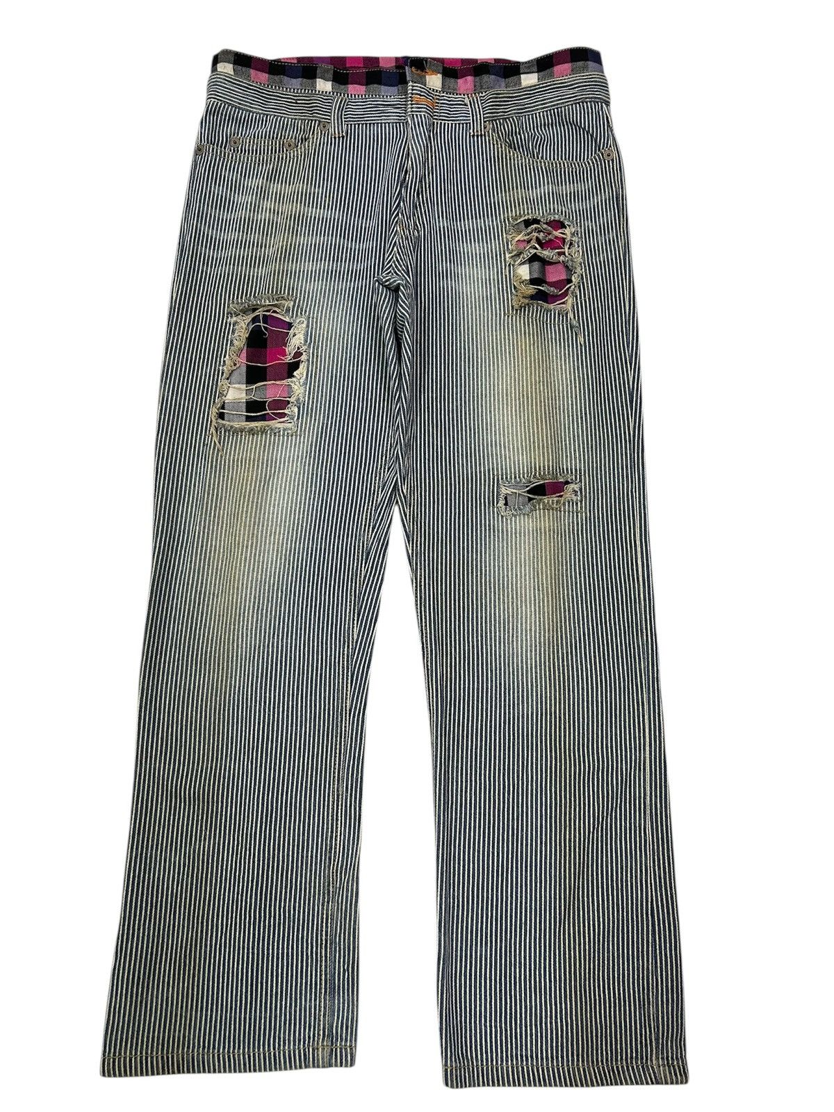 Japanese Hickory Denim With Punk Motifs Lining Distressed