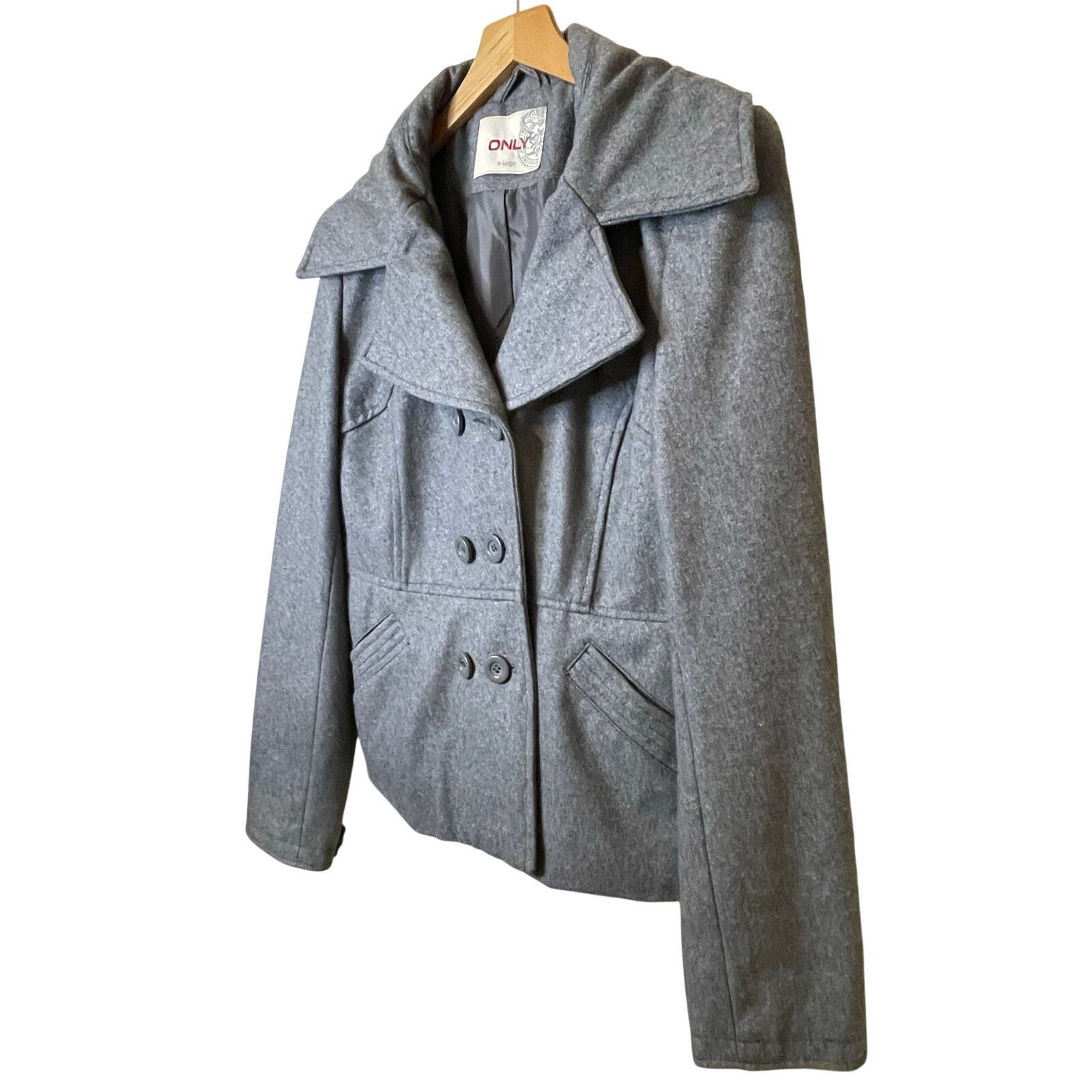 Other ONLY Slender Wool Winter Jacket Peacoat Heather Gray Y2K XL Size XL / US 12-14 / IT 48-50 - 9 Thumbnail