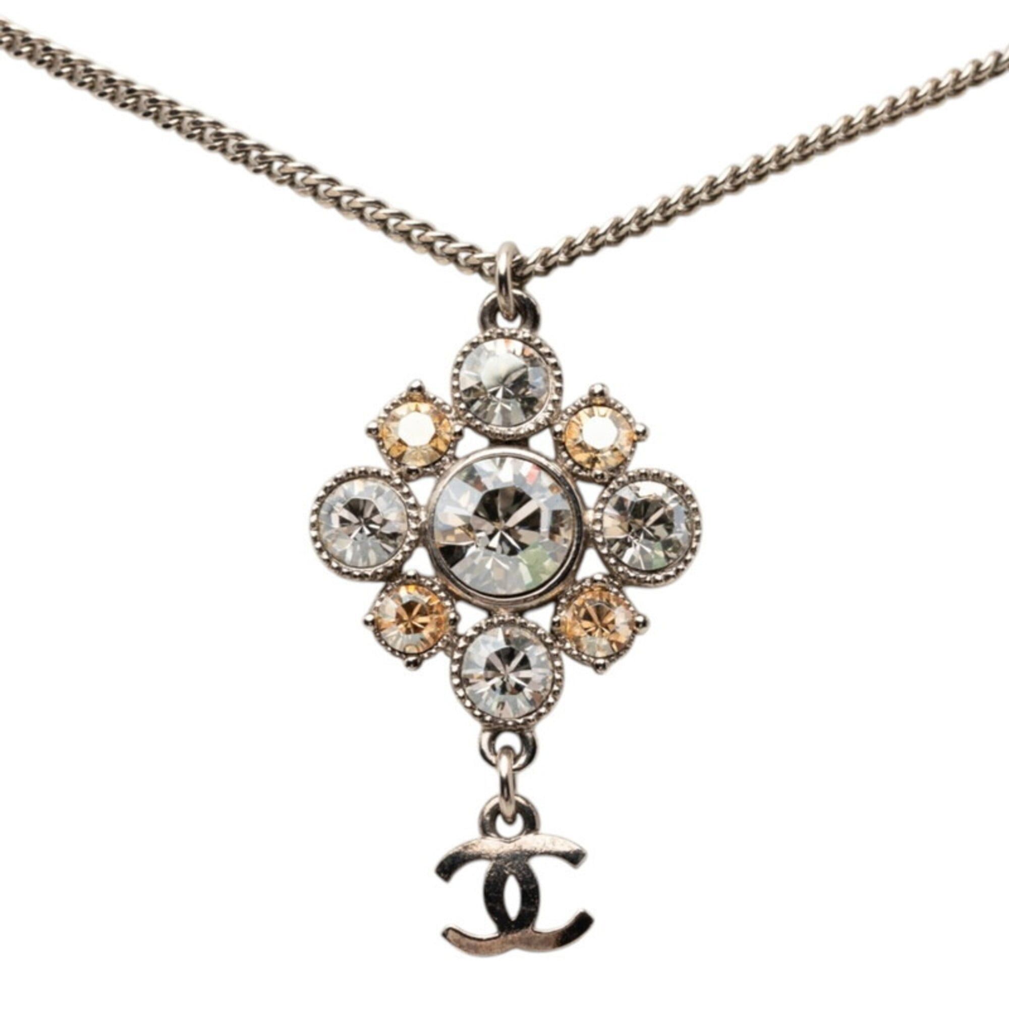 Chanel Chanel Coco Mark Chain Pendant Necklace C11V Silver Metal Rhinestone Women's CHANEL Size ONE SIZE - 1 Thumbnail