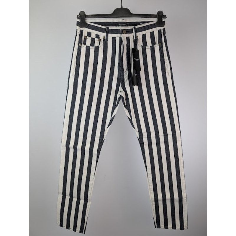 Saint Laurent Paris o1rshd1 Fold Bespoke Stripe Straight Denim Jeans Black/White Size US 30 / EU 46 - 10 Thumbnail