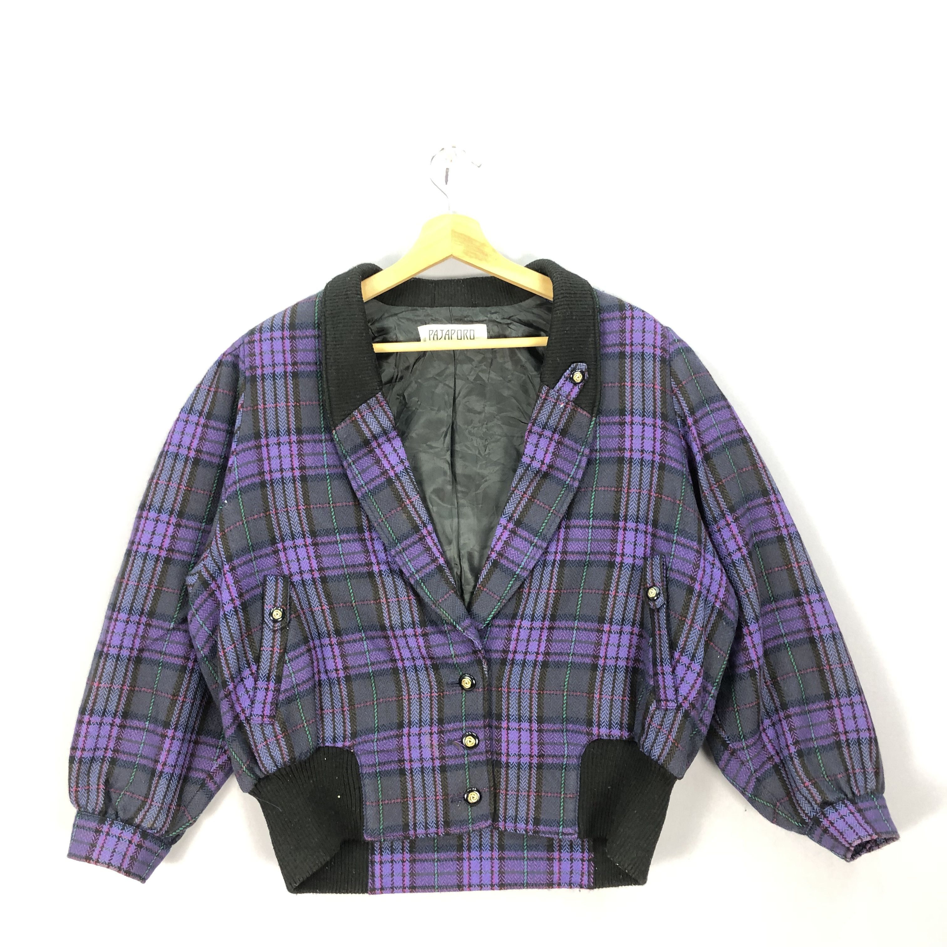 Japanese Brand Vintage Pajaporo Checkered Tartan Varsity Cardigan Jacket Size US M / EU 48-50 / 2 - 1 Thumbnail