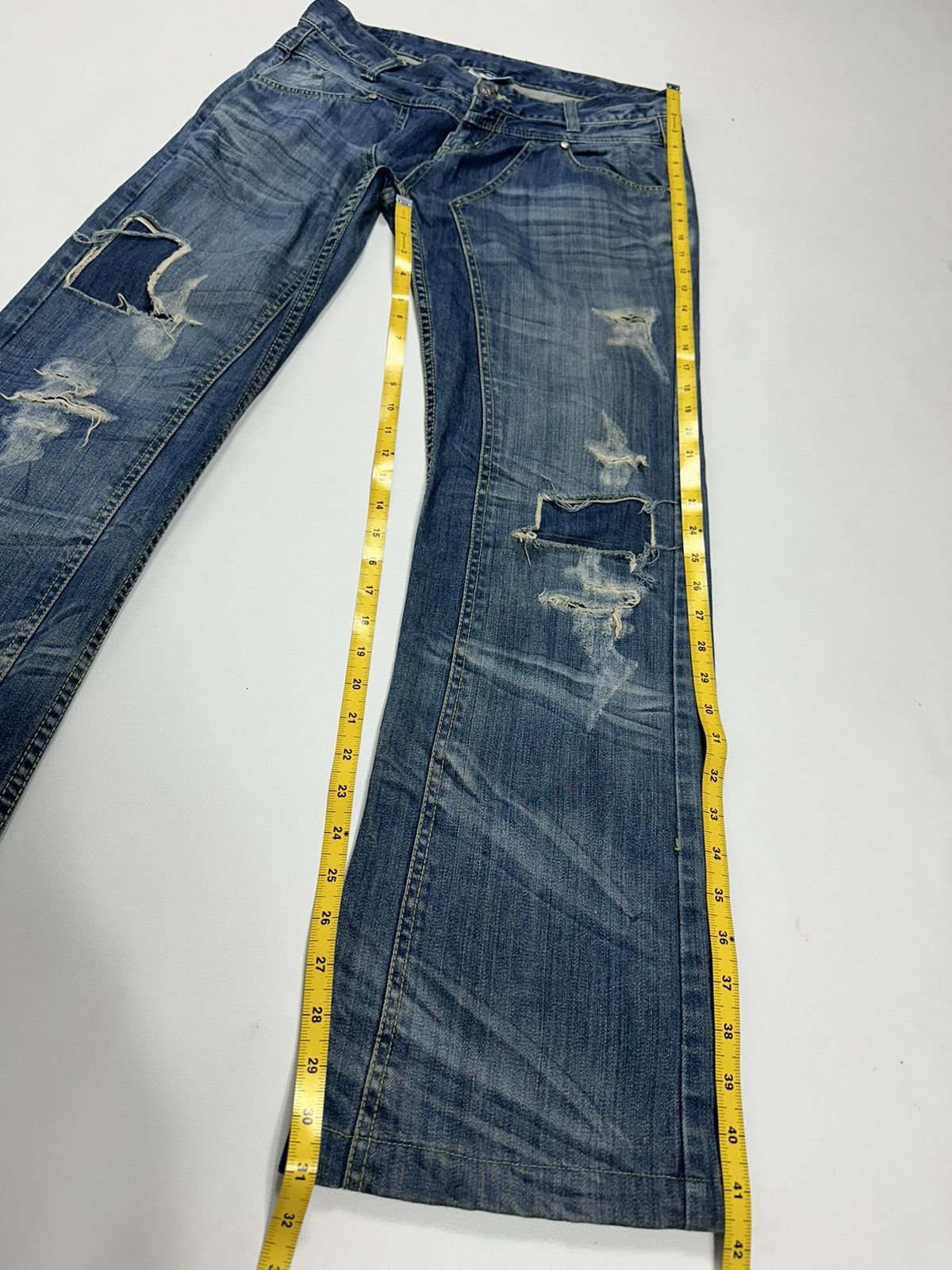 Japanese Brand 2#1 Flare Distressed Jeans Nice Split Back Pocket Size US 32 / EU 48 - 16 Thumbnail