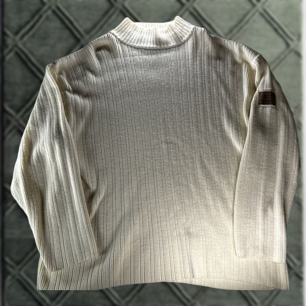 Southpole VTG South Pole Mens XL Sweater Ribbed Mock Neck Knit Cream Ivory Logo Vintage Pullover Winter Fall Clothing Size US XL / EU 56 / 4 - 1 Thumbnail