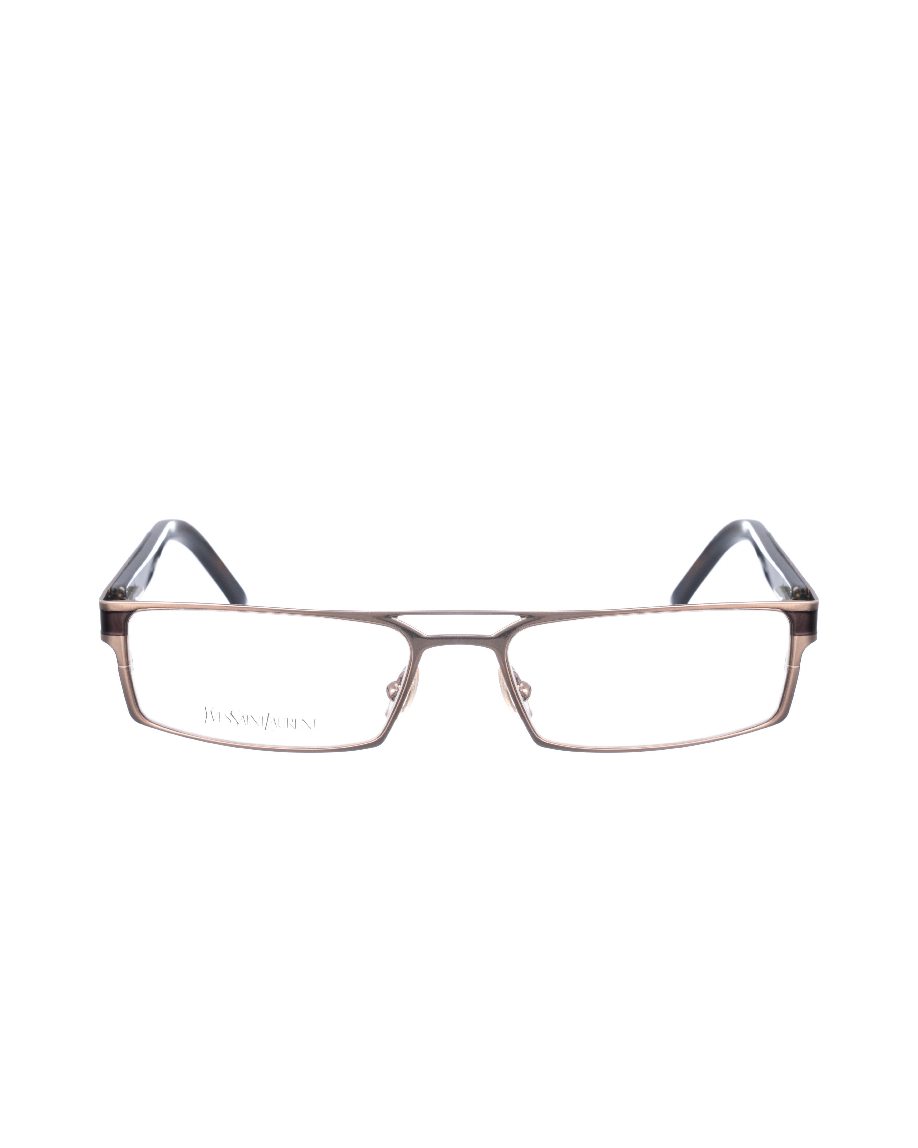 Yves Saint Laurent Yves Saint Laurent 00s Gold and Brown Rectangular Glasses Size ONE SIZE - 3 Thumbnail