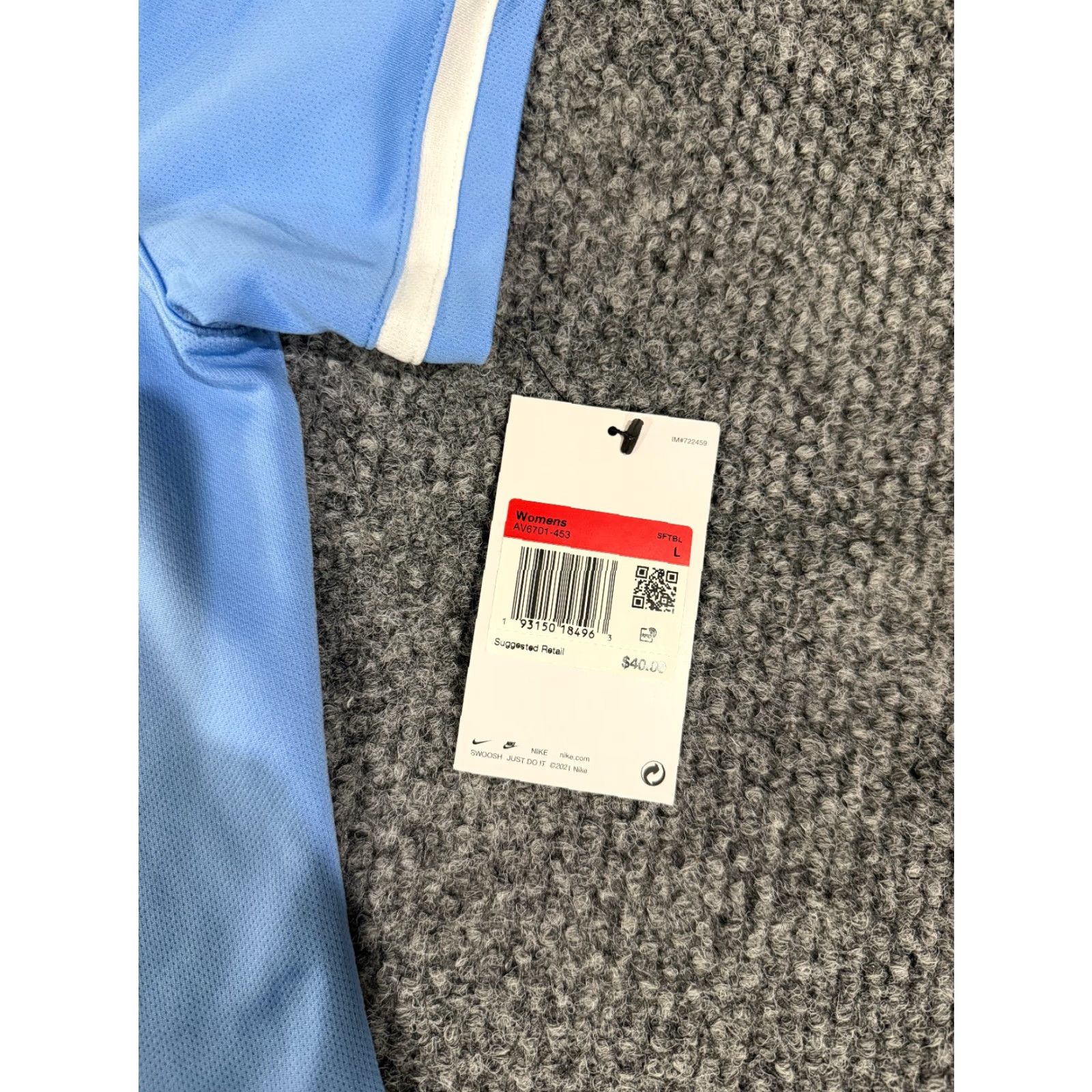 Nike Nike Dri-Fit baseball shirt Womens L blue Short Sleeve athletic logo Nike Shirt Size L / US 10 / IT 46 - 5 Thumbnail