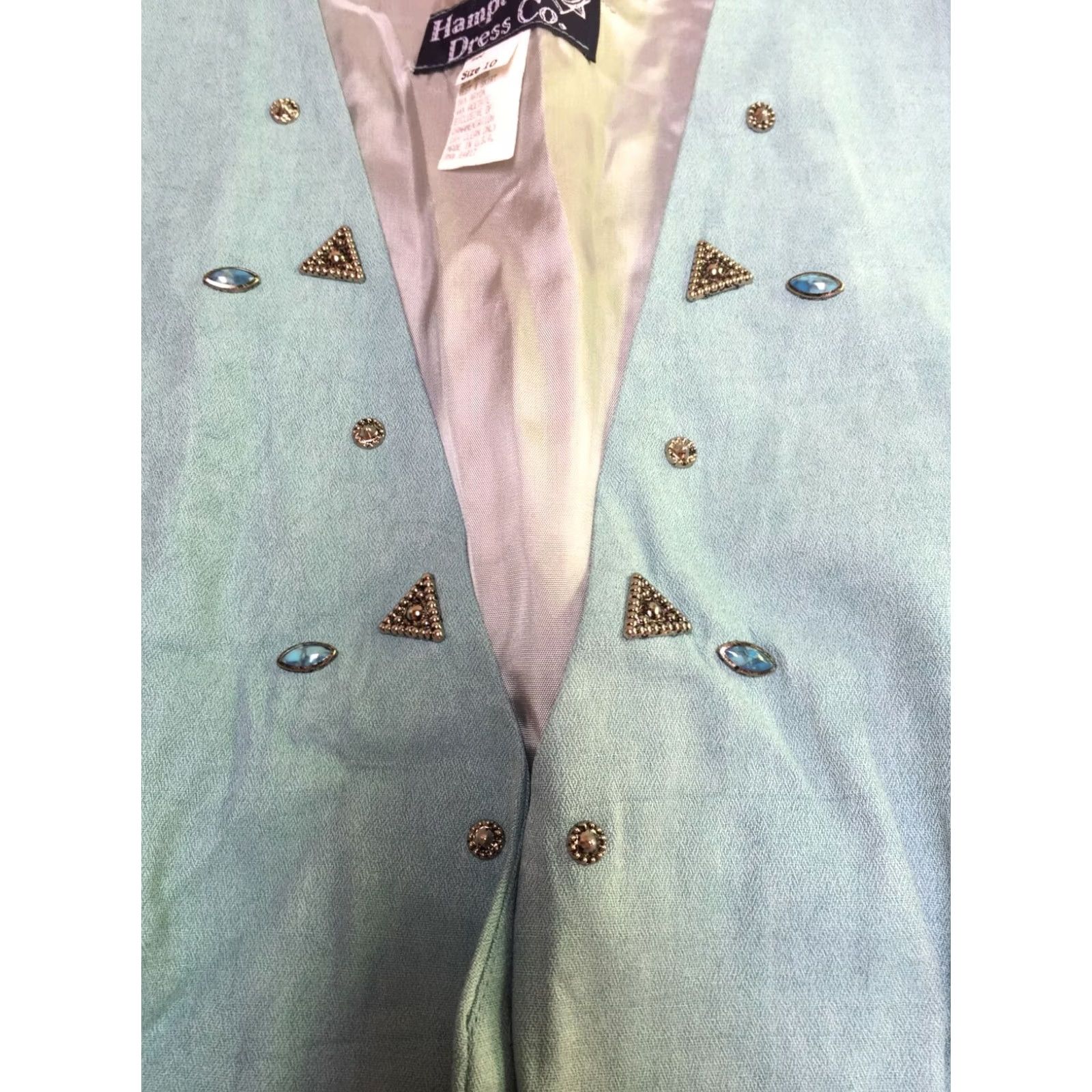 CO VINTAGE Hampton Dress Co Women's Western Vest Turquoise Size 10 USA Size L / US 10 / IT 46 - 6 Thumbnail