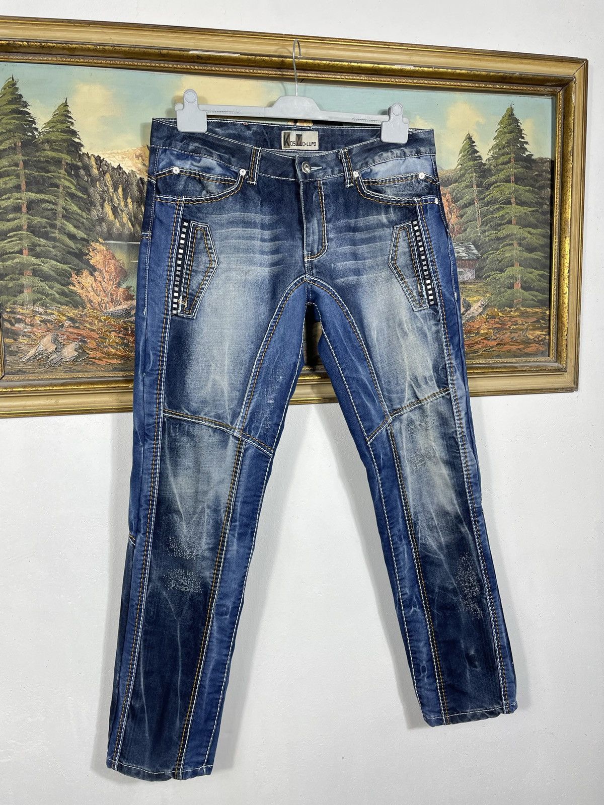 Japanese Brand Kosmo Lupo Navy Vintage Denim Jeans Avant Garde Trousers Size US 36 / EU 52 - 3 Thumbnail