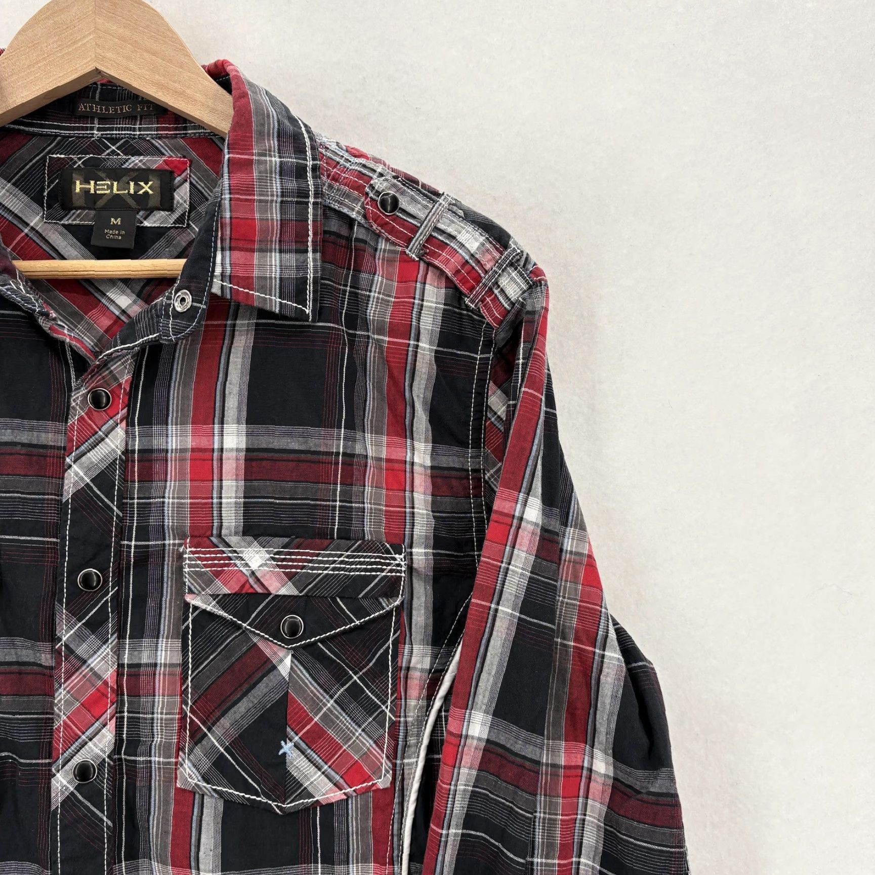 Vintage VINTAGE Helix Shirt Mens M Red Plaid Athletic Fit Snap Front Western Grunge Y2K Size US M / EU 48-50 / 2 - 2 Thumbnail