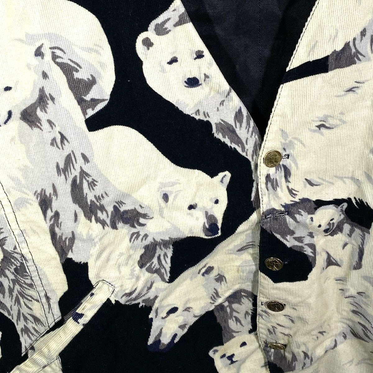 Kenzo Gilet Costume Polar Bear Corduroy Vintage 90’s Kenzo Jeans Size 44L - 4 Thumbnail