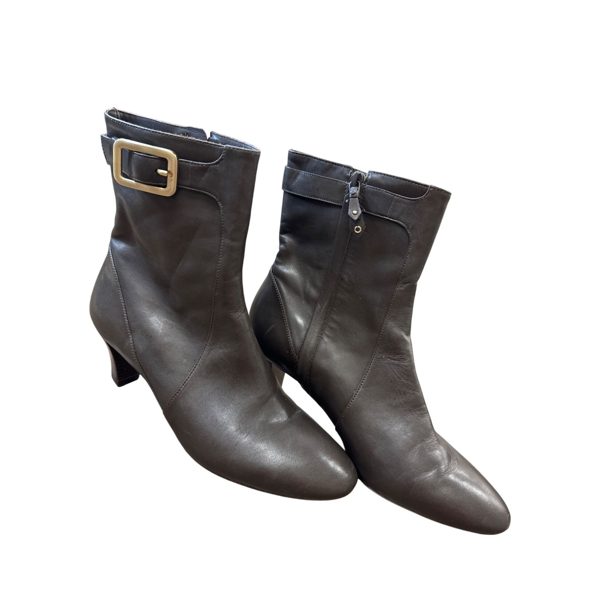 Cole Haan Cole Haan Womens Gray Leather Heeled Ankle Boots Size 7B SKU Size US 7 / IT 37 - 11 Thumbnail