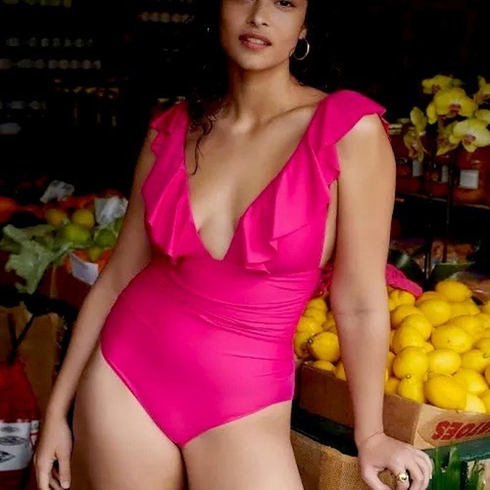 J Crew J.crew Size 18 NWT Ruched Ruffle One-Piece Swimsuit Fuchsia in Pink, Women's