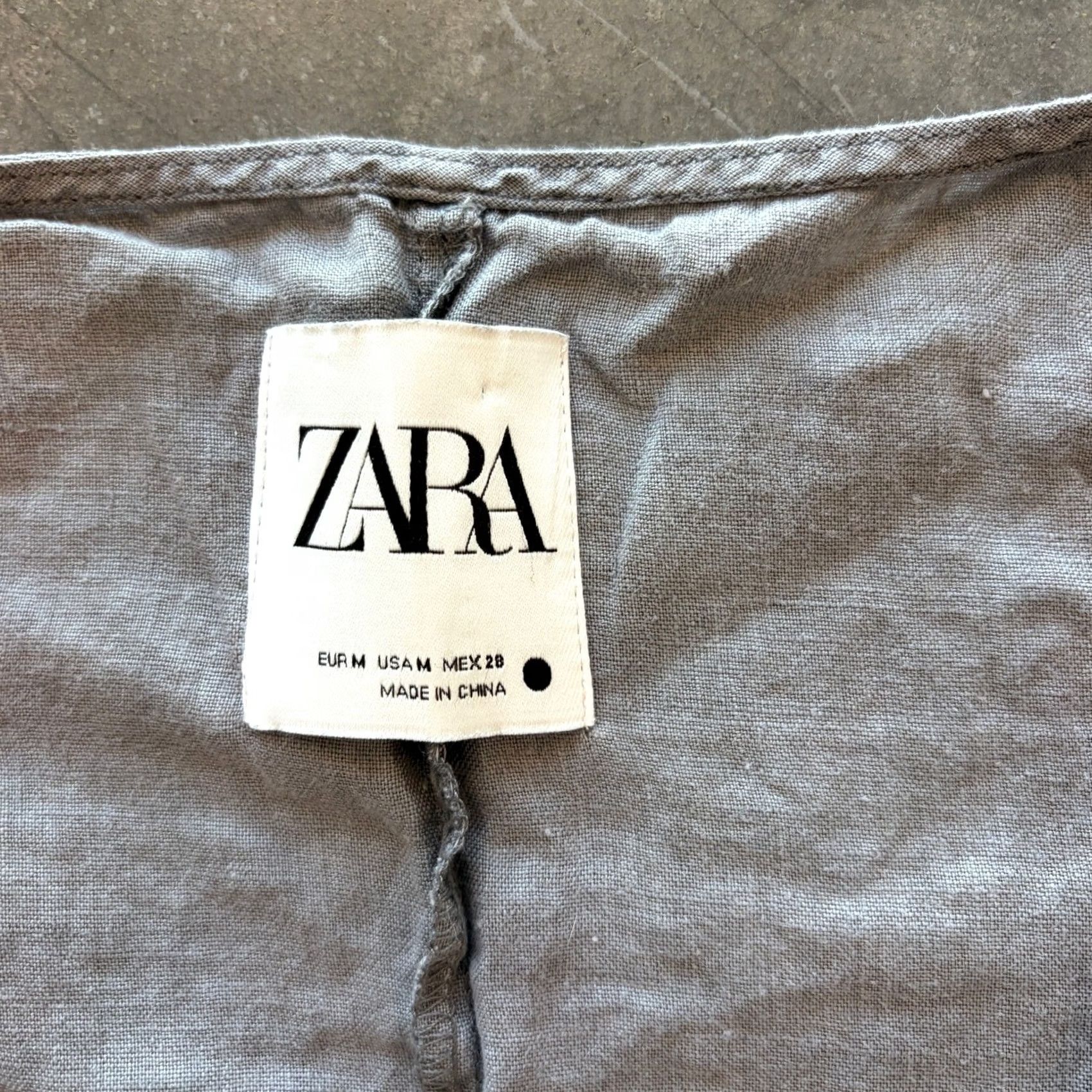 Vintage VINTAGE Zara Linen Grey V Neck Button Front 3/4 Sleeve Women's Jumper Medium Size M / US 6-8 / IT 42-44 - 3 Thumbnail