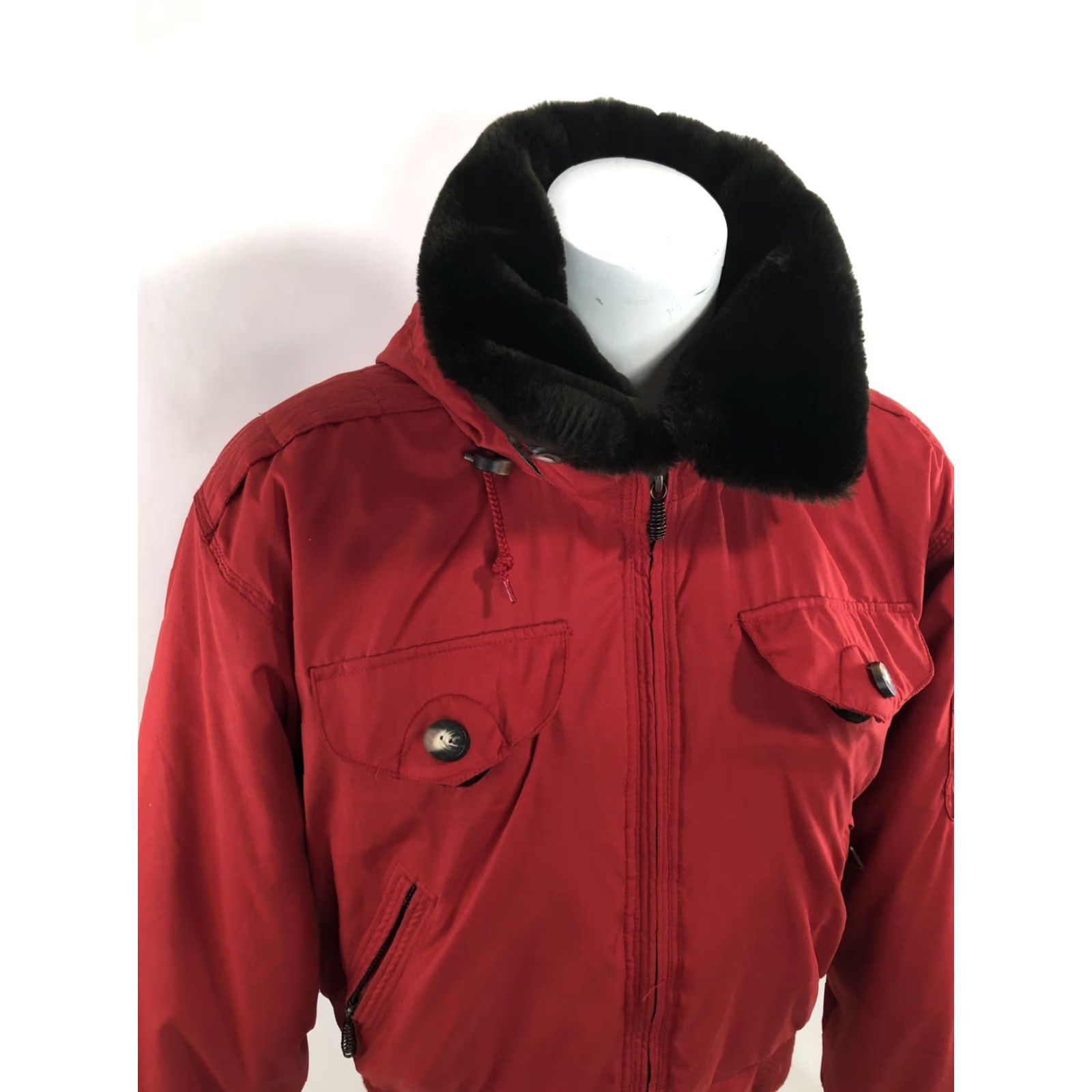 Obermeyer OBERMEYER DAVOS Hooded Jacket - Embroidered Ski Patch FAUX FUR COLLAR Womens Size 6 Red Ski / Snowboard, Collared, zip not shown, JL Size M / US 6-8 / IT 42-44 - 3 Thumbnail