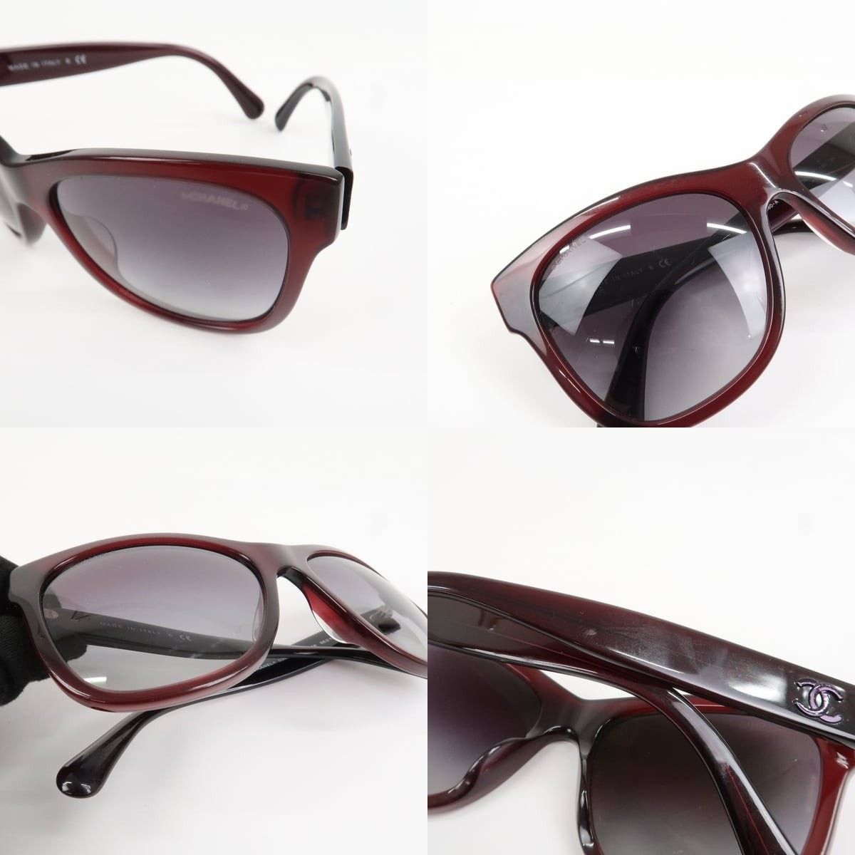 Chanel Chanel Side CC Logo Sunglasses Plastic Burgundy Size ONE SIZE - 5 Thumbnail