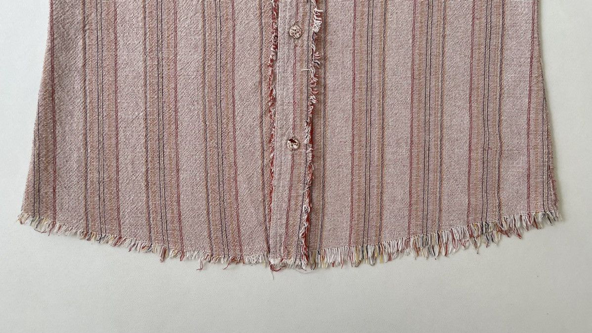 Giorgio Armani 1980s Sample Raw Edge Striped Linen Shirt Size US M / EU 48-50 / 2 - 9 Thumbnail