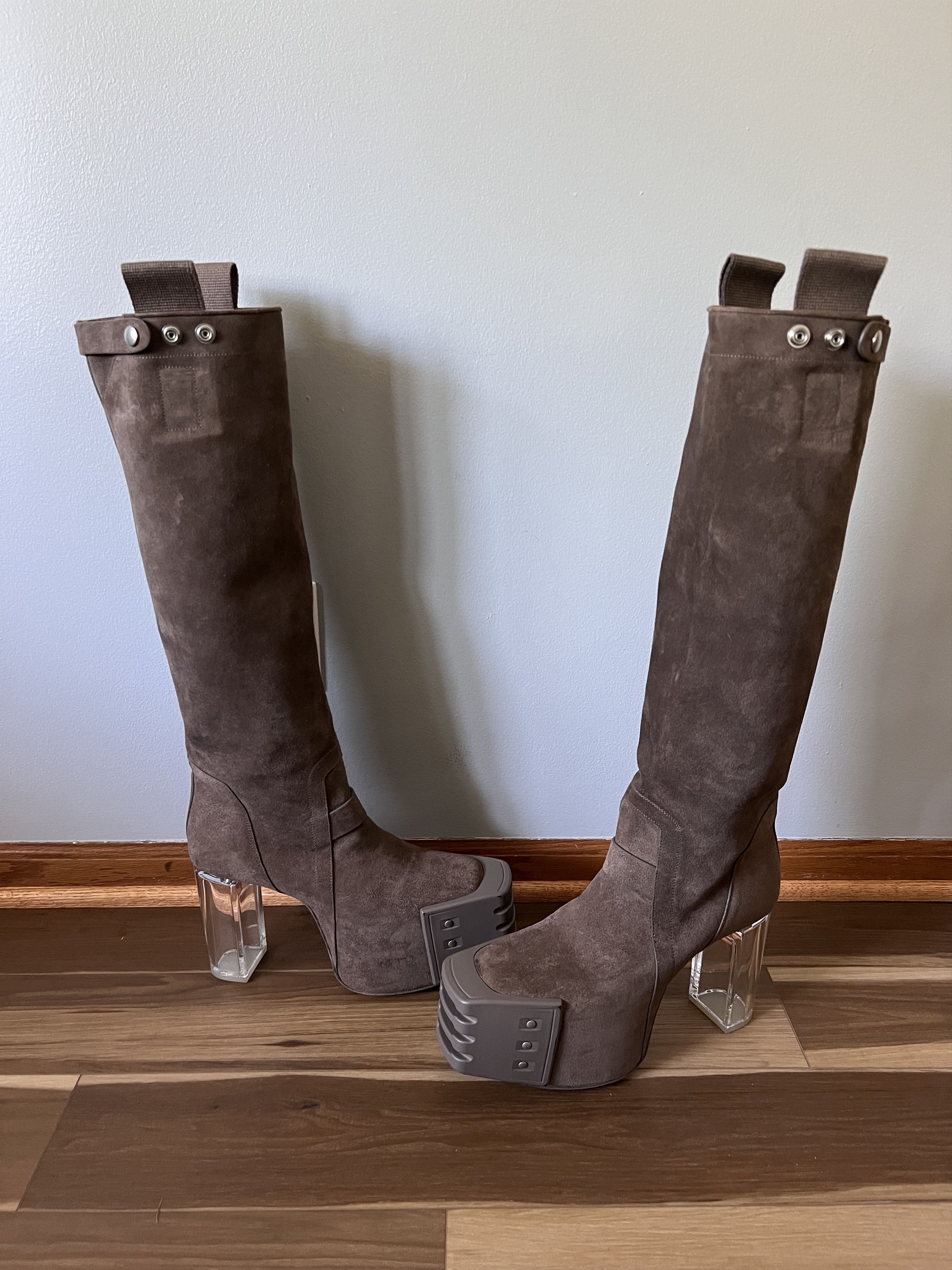 Rick Owens Rick Owens Pull On Platform Grilled Kiss Boots in Dust Suede Size US 9 / EU 42 - 2 Thumbnail
