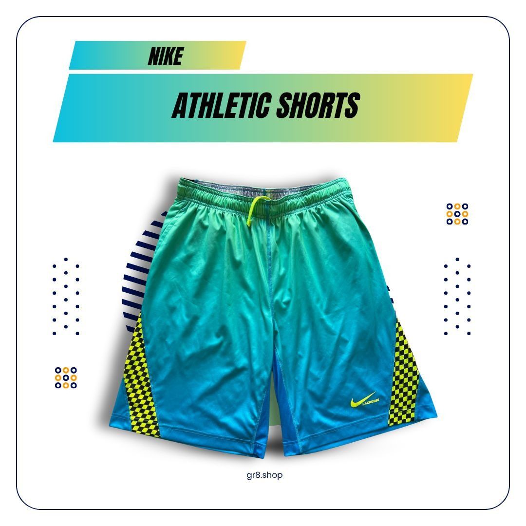 Nike Nike Mens Dri-Fit Lacrosse Athletic Shorts L Blue & Neon Yel Size US 33 - 1 Thumbnail