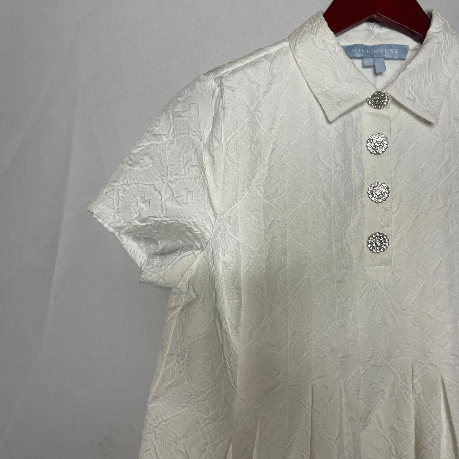 Hill House Hill House Rosalind White Jacquard Rhinestone Button Dress Size XS / US 0-2 / IT 36-38 - 6 Thumbnail