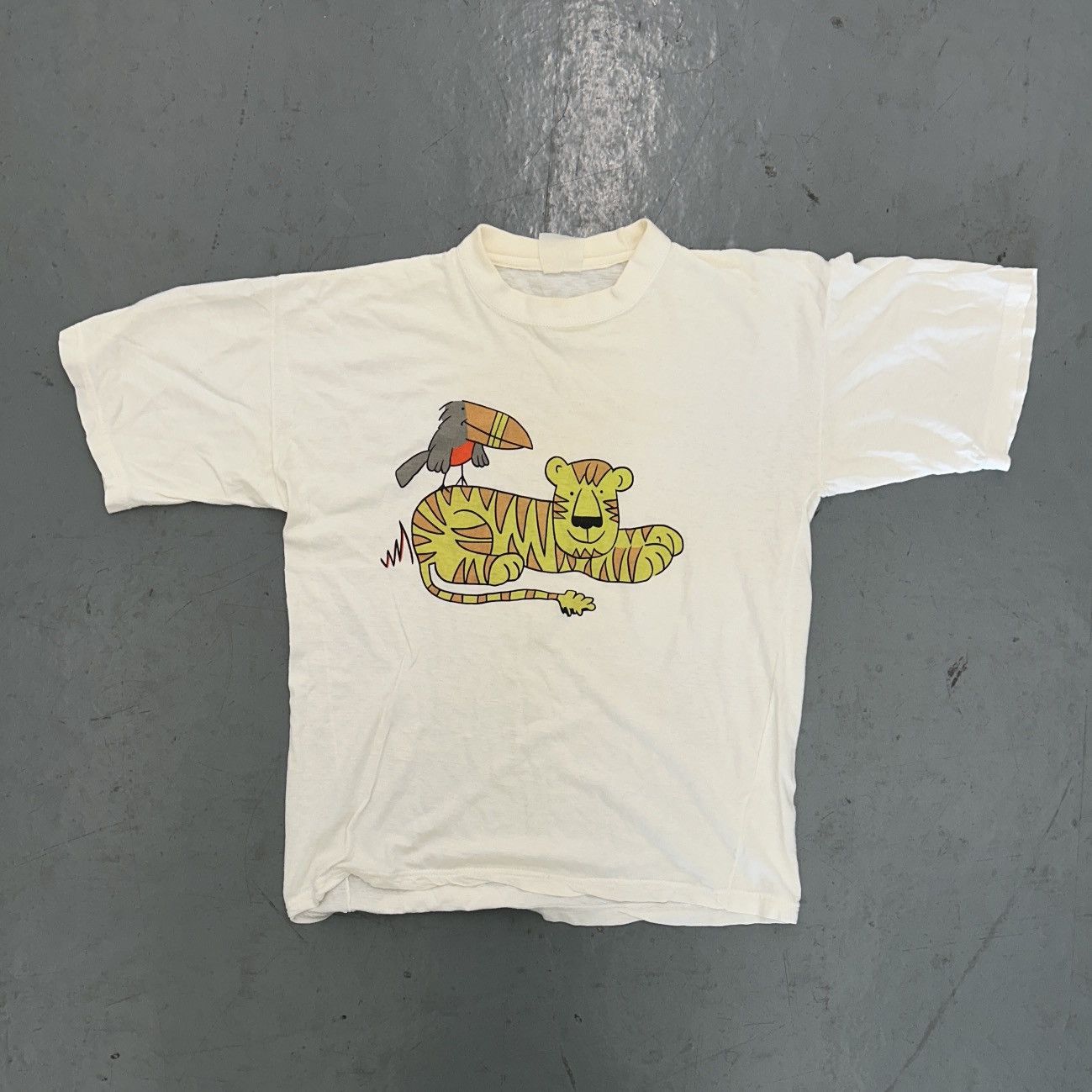 Vintage Vintage animals tiger and birds cream short sleeve tee Size US M / EU 48-50 / 2 - 1 Thumbnail