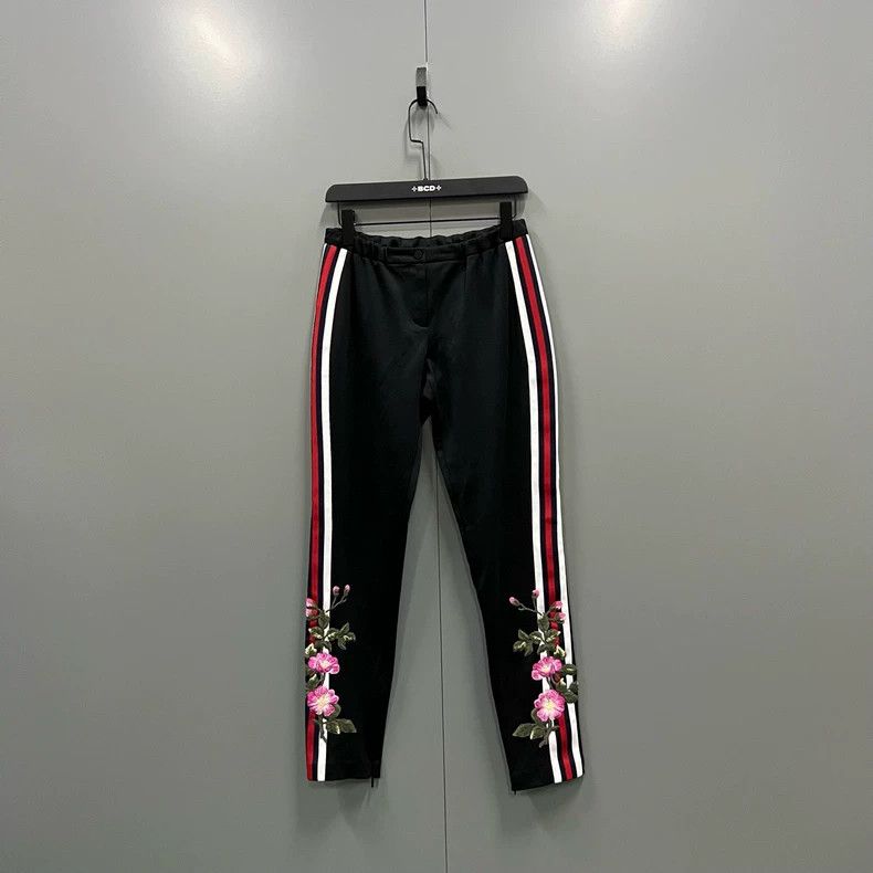 Gucci Gucci Size XL Striped floral embroidered trousers 2502-Nex Size US 36 / EU 52 - 1 Thumbnail