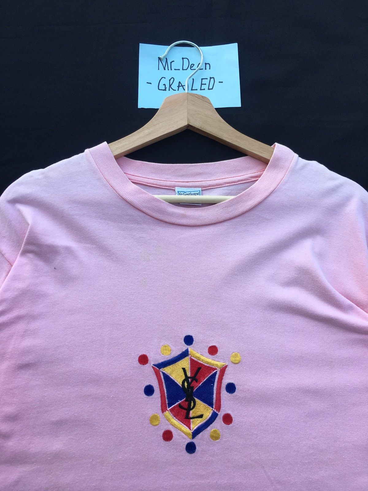 Yves Saint Laurent Rare Vintage Yves Saint Laurent Embroidered Logo Tshirt Size US M / EU 48-50 / 2 - 1 Thumbnail