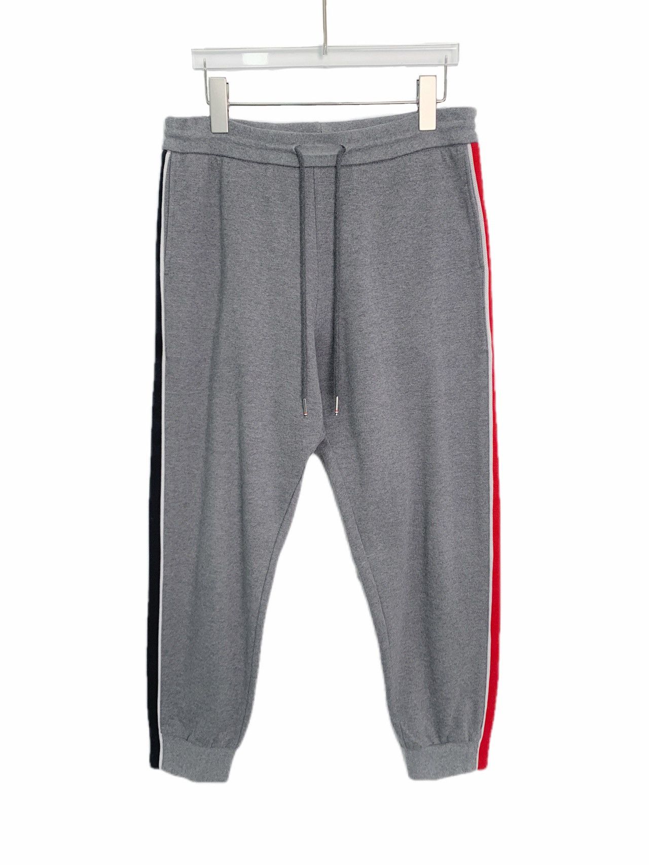 Thom Browne Thom Browne Grey Side Stripe Cotton Cuffed Sweatpants K26WX Size US 32 / EU 48 - 1 Thumbnail