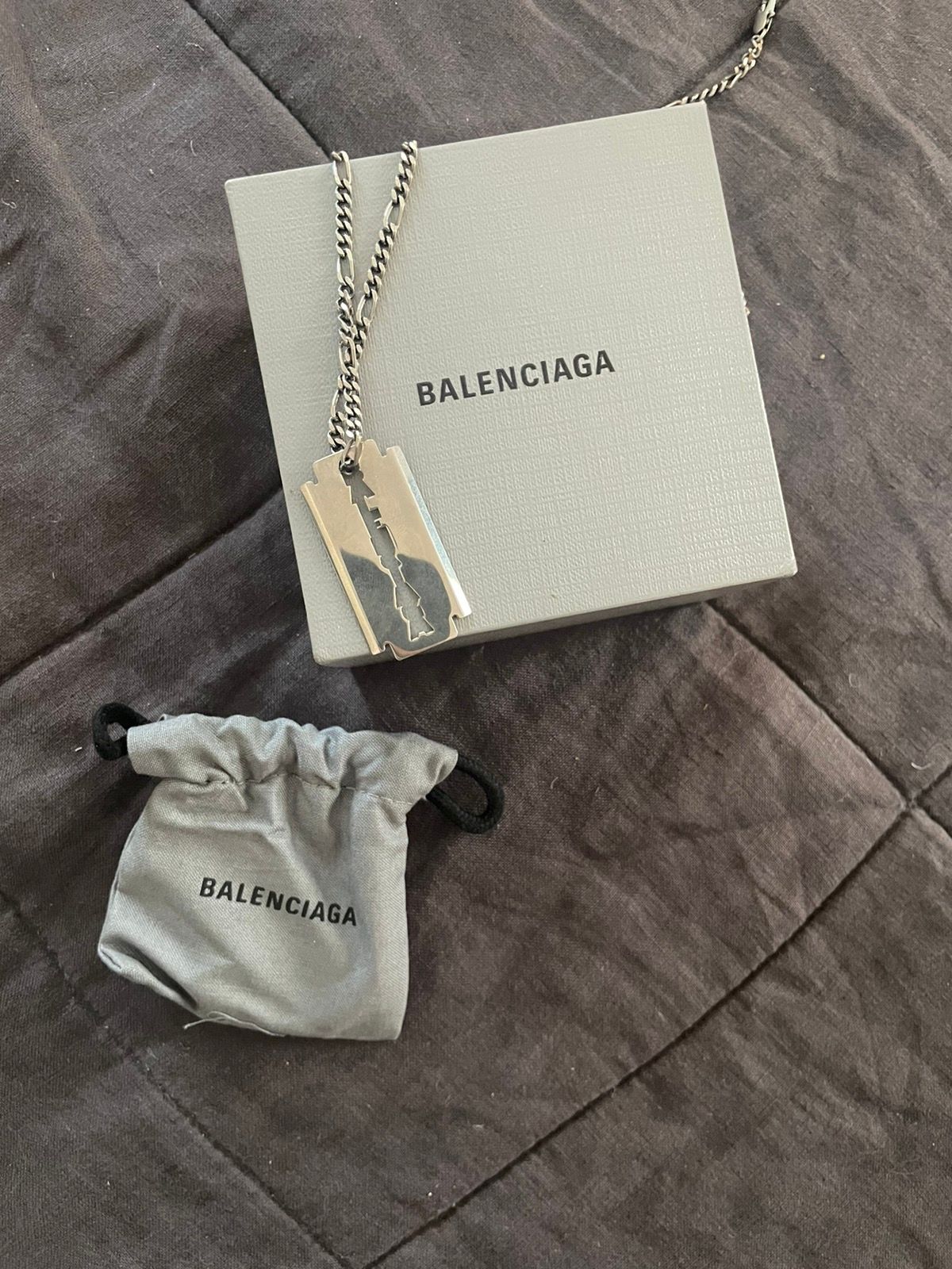Pre-owned Balenciaga Silver Razor Necklace