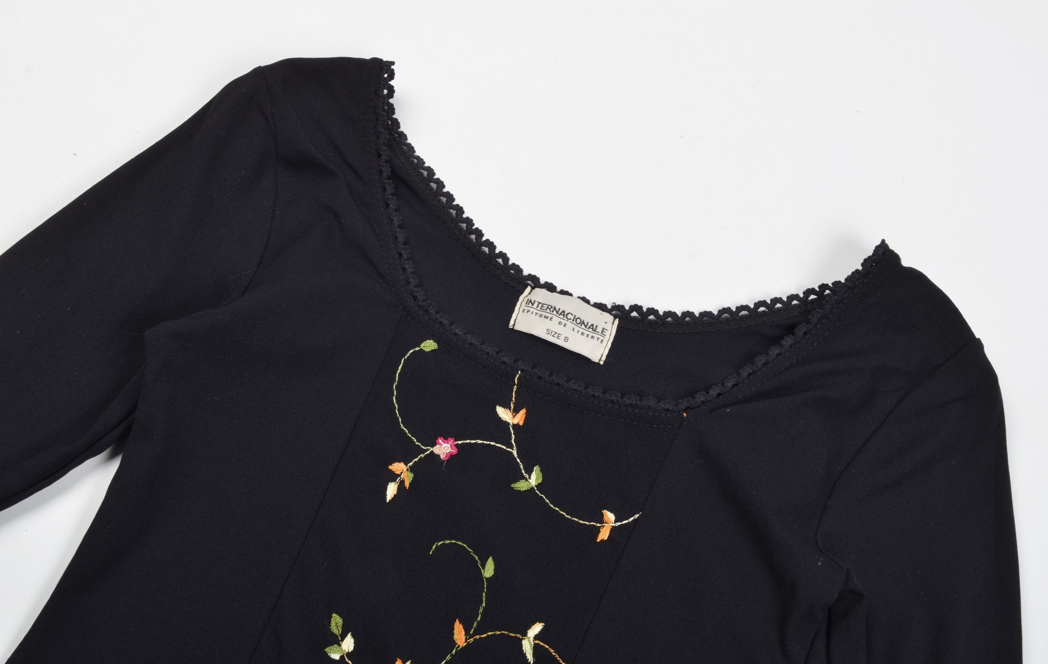 Vintage Vintage Internacionale Mesh Y2K Cottagecore Black Blouse Size S / US 4 / IT 40 - 4 Thumbnail