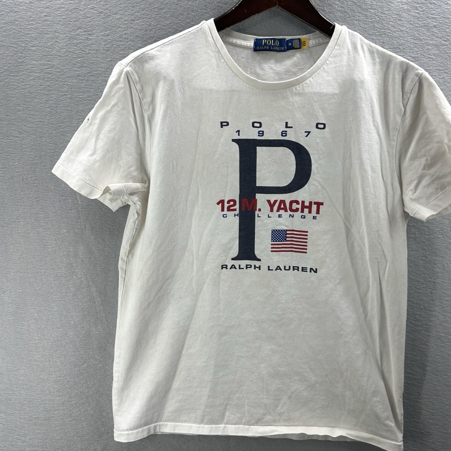 Polo Ralph Lauren Polo Ralph Lauren Shirt Mens M White 1967 Yacht Challenge Flag Logo READ VINTAGE? (But must be from original words only) Size US M / EU 48-50 / 2 - 2 Thumbnail