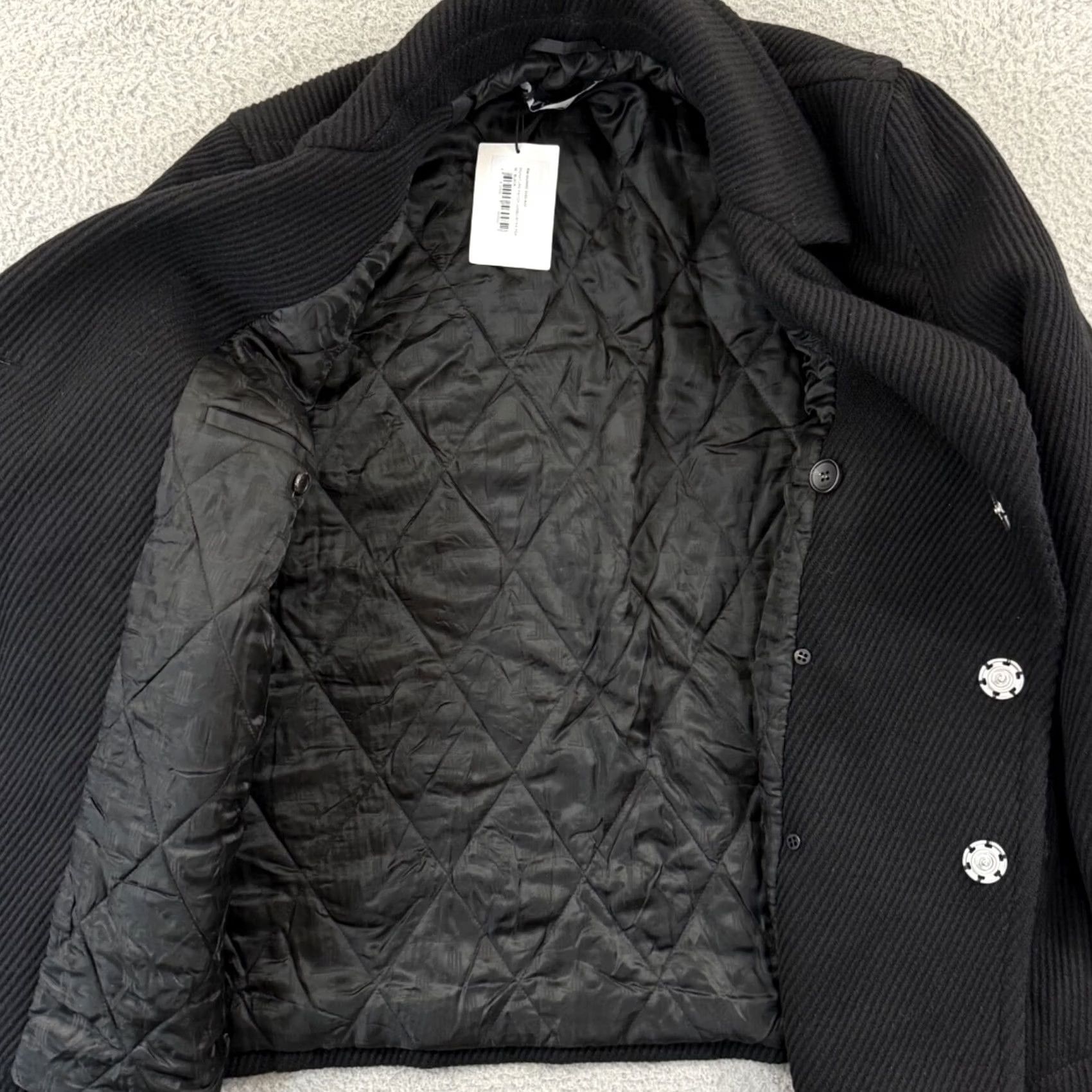 Lanvin VINTAGE Lanvin Signal Patch Jumbo Pea Coat Mens 54 Black Wool Snap NWT Signature Paris Lanvin Patch Logo Size US L / EU 52-54 / 3 - 6 Thumbnail