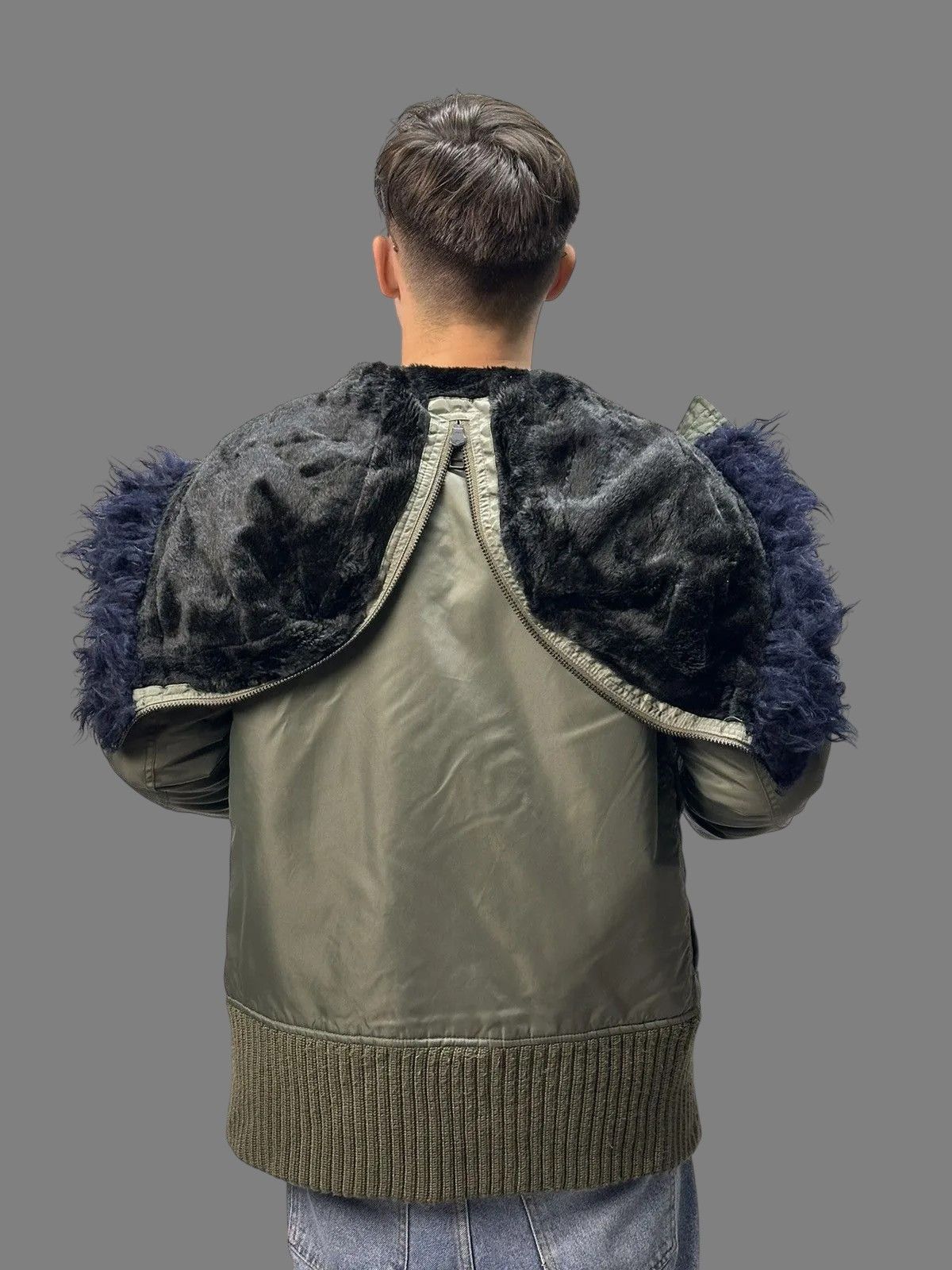 Y2K MA1 Retro MILITARY MENS GOA Bomber Jacket Fur M