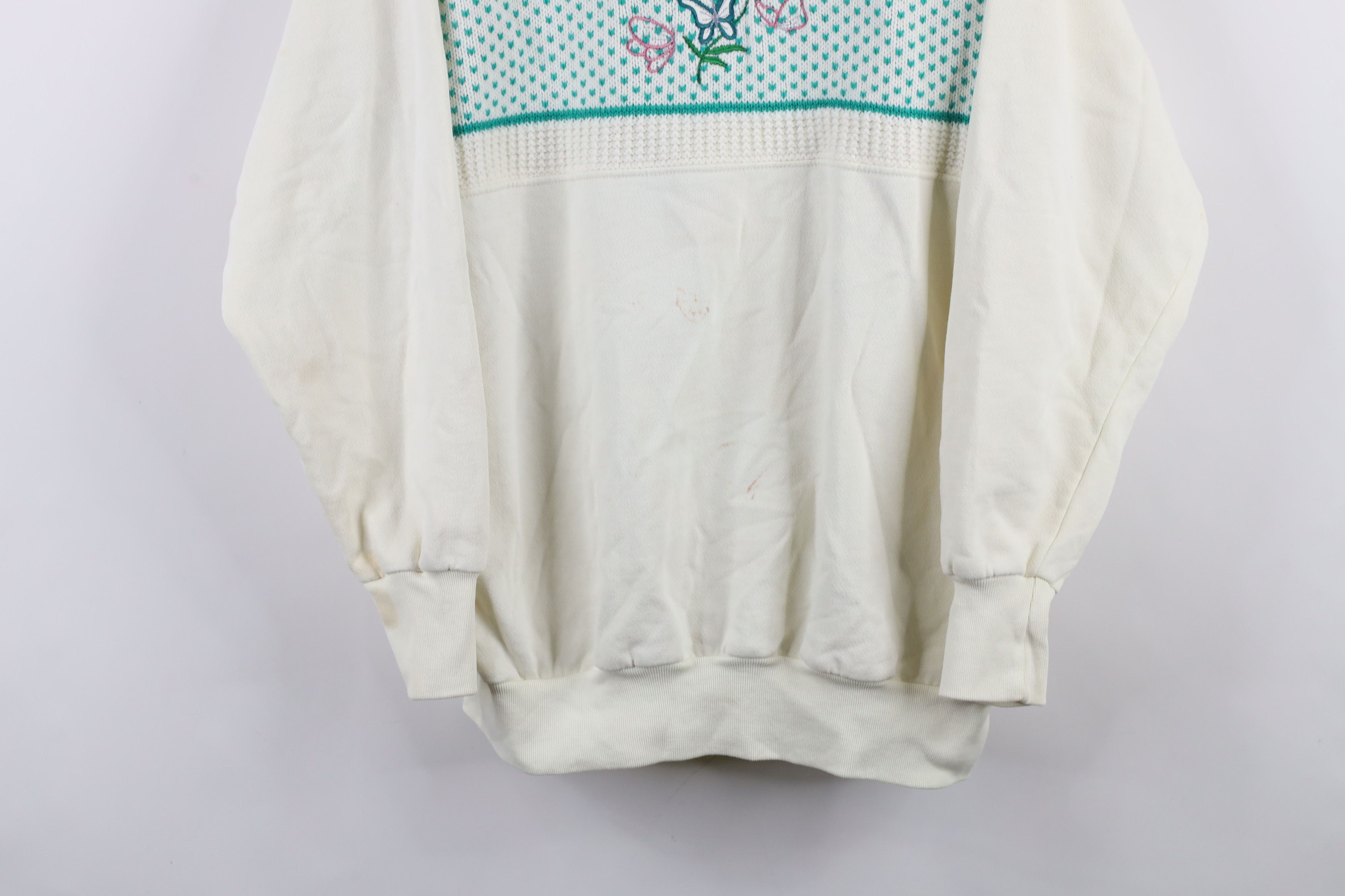 Vintage Vintage 90s Country Primitive Flower Collared Sweatshirt USA Size L / US 10 / IT 46 - 3 Thumbnail